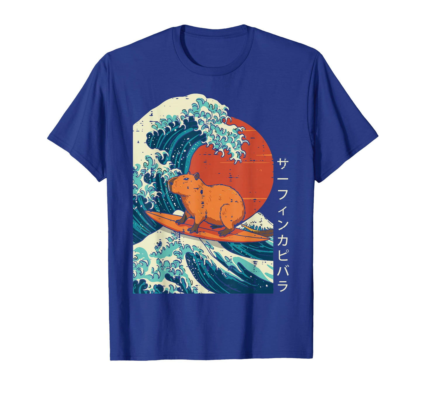 Great Wave Capybara Surfing Meme Japanese Art Men Women Kids T-Shirt