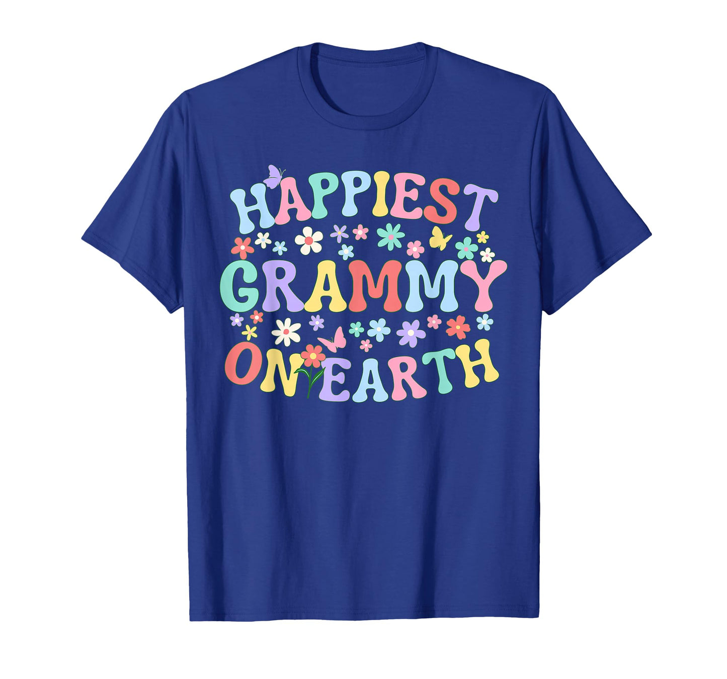 Happiest Grammy On Earth Family Trip Squad Groovy Grandma T-Shirt