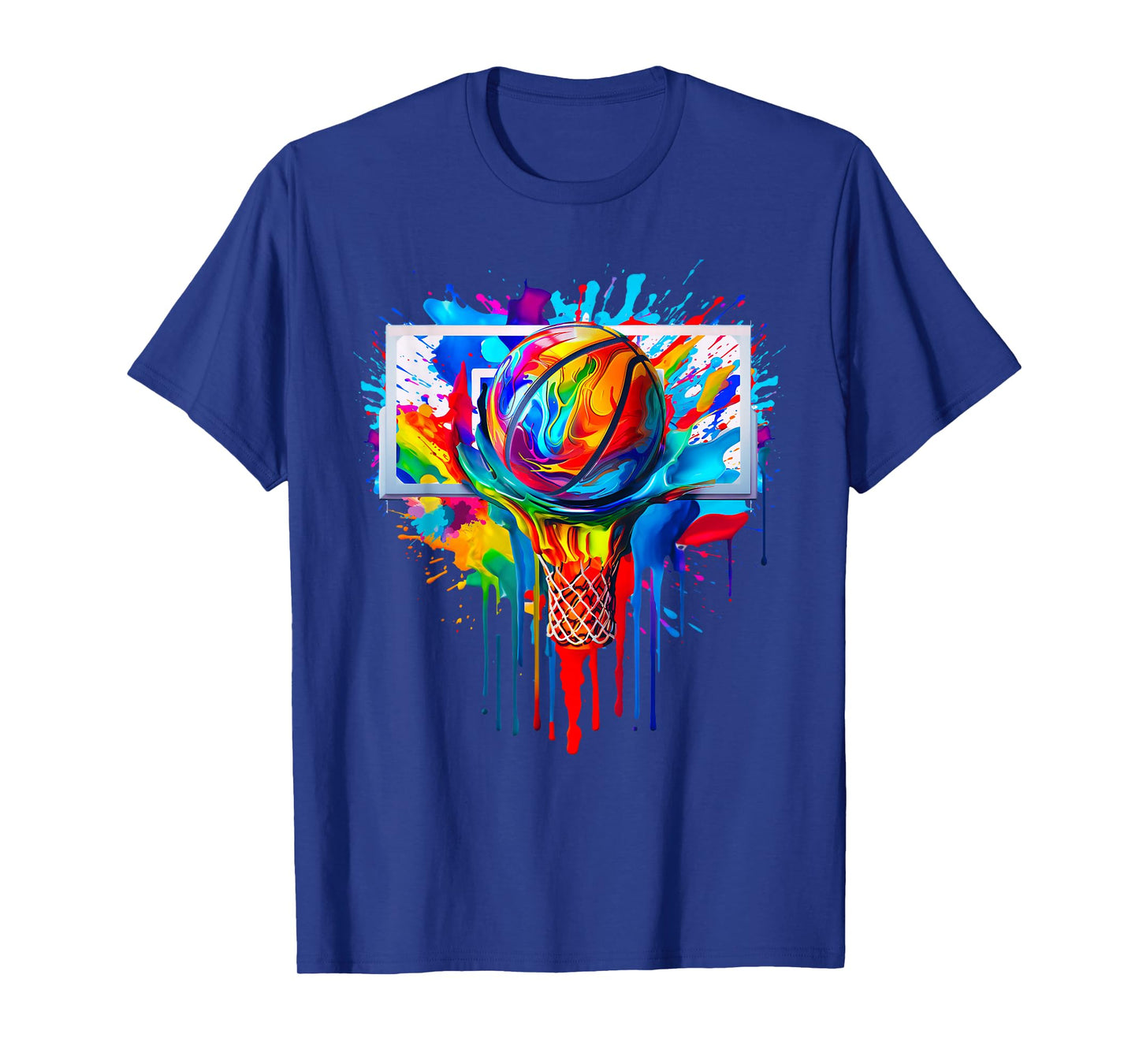 Colorful Basketball Ball Tie Dye Splatter Slam Dunk Hoop Net T-Shirt