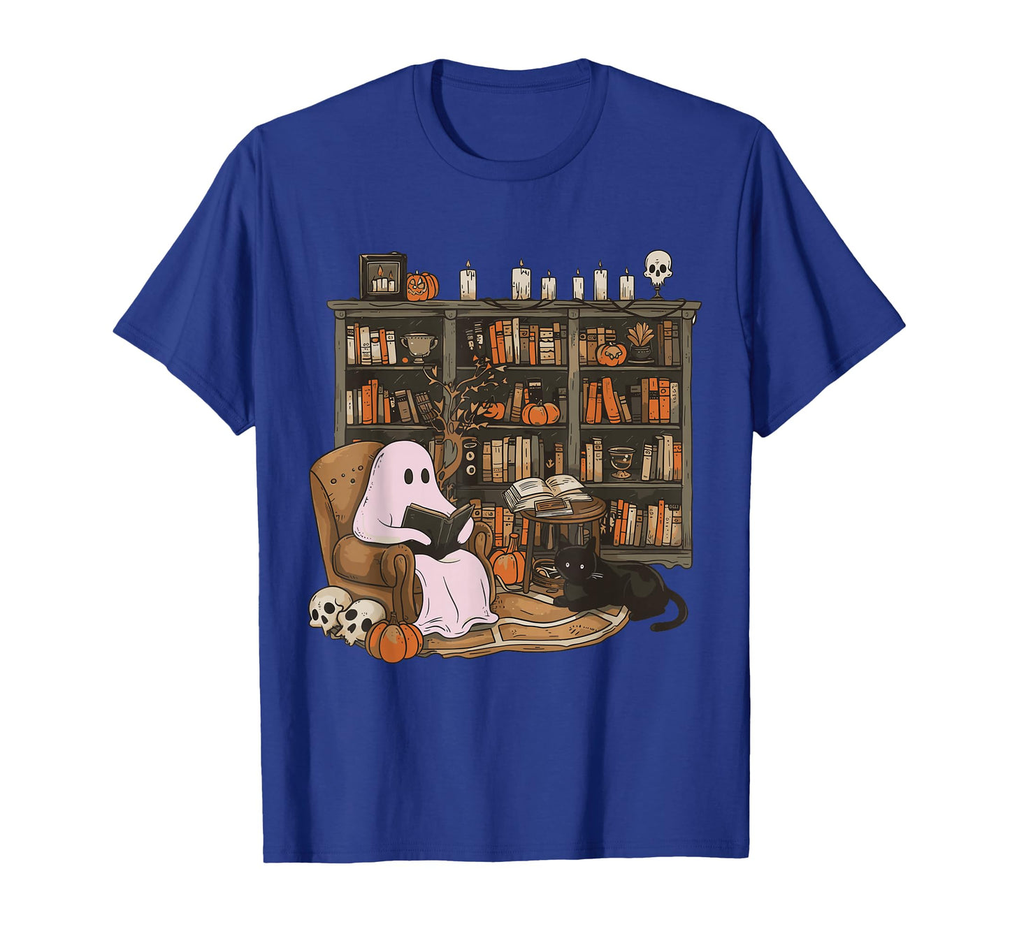 Ghost Reading Book Cat lover Halloween Reading enthusiast T-Shirt