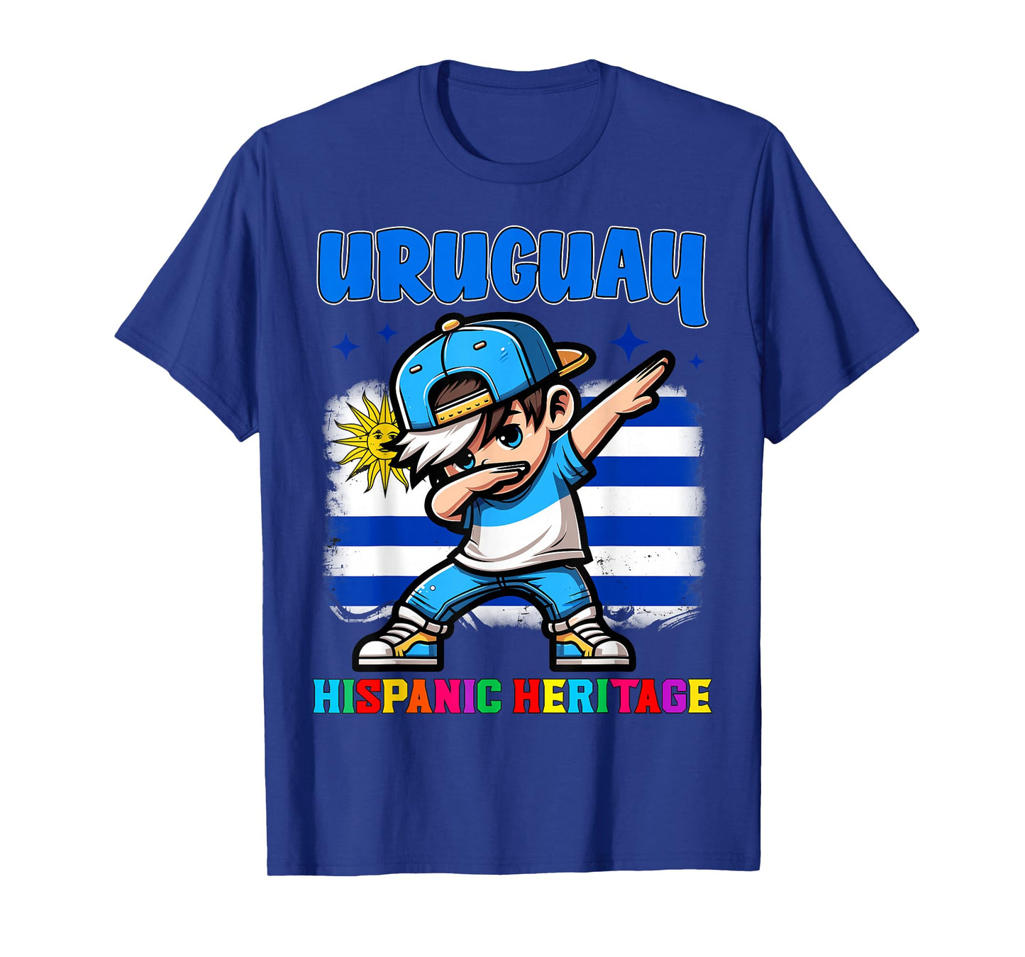 Uruguay Dabbing Kid Hispanic Heritage Celebration for Kids T-Shirt