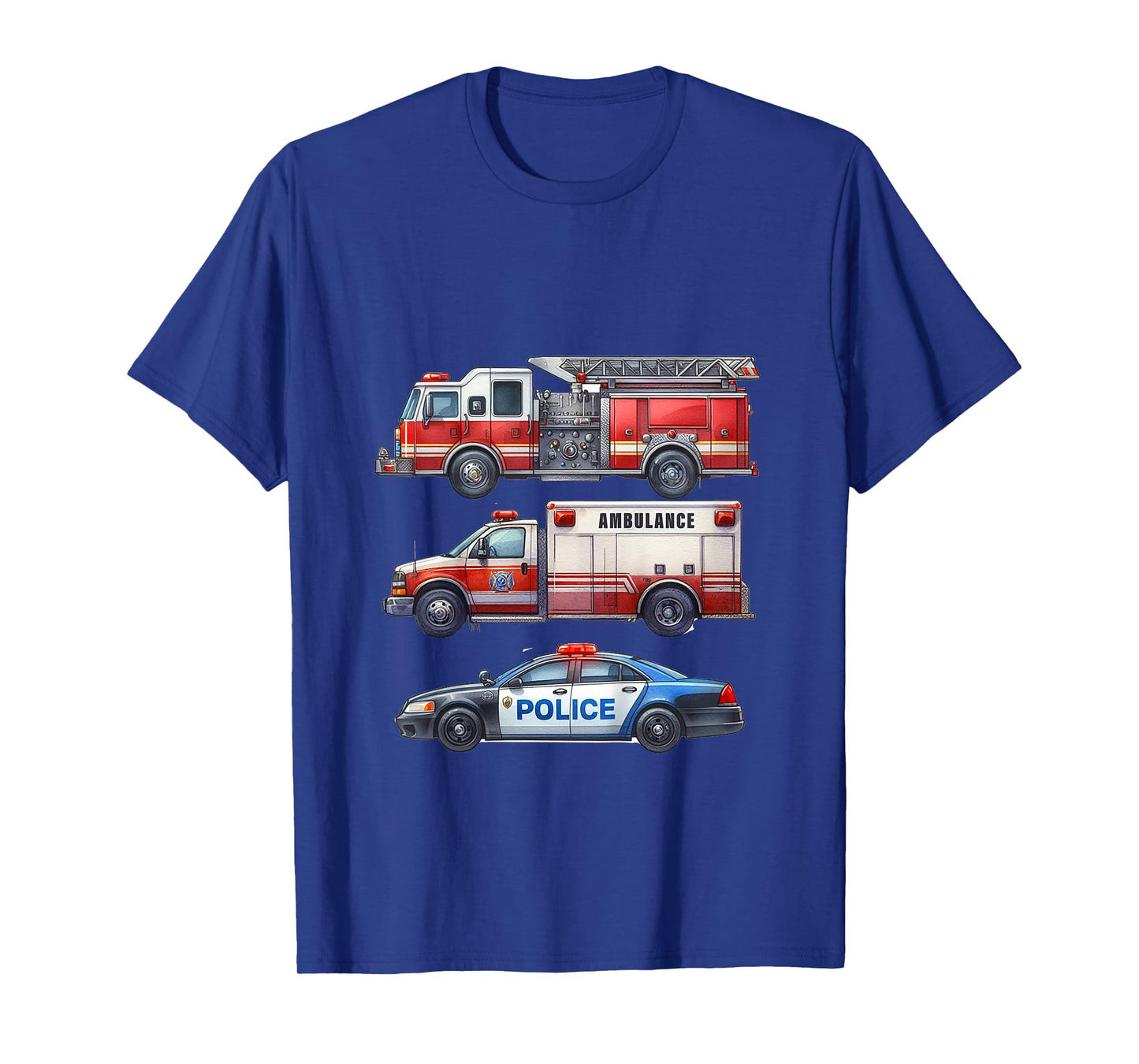 Kids Emergency Rescue Vehicle Boy Fire Truck Police Car Ambulance T-Shirt