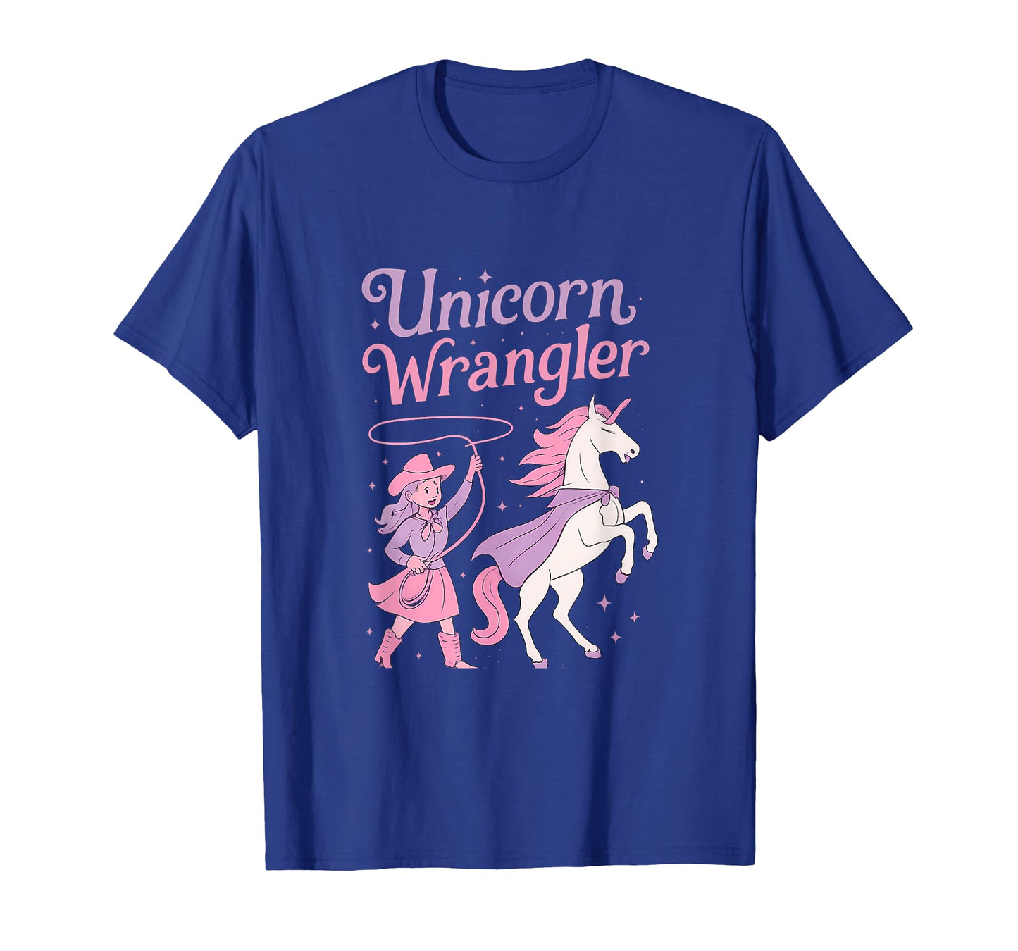 Unicorn Wrangler Cowgirl Magical Western Fantasy Art T-Shirt