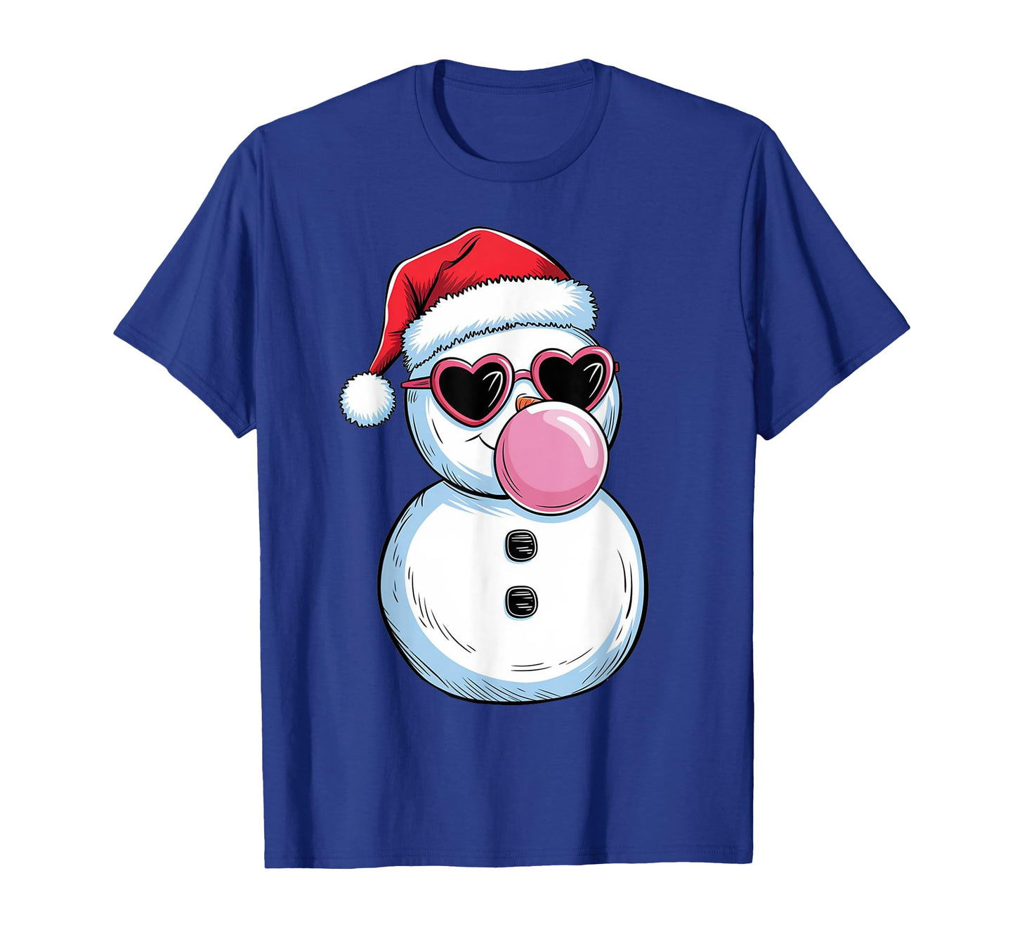 Retro Cool Snowman With Sunglasses Christmas Blowing Bubble T-Shirt