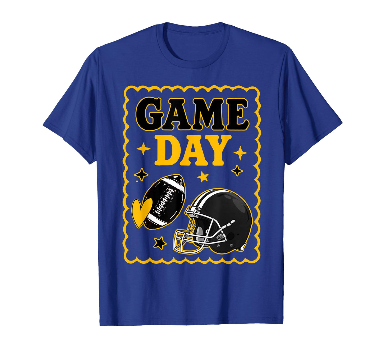 Game Day Gold Black American Football Women Girl Kids Vibes T-Shirt