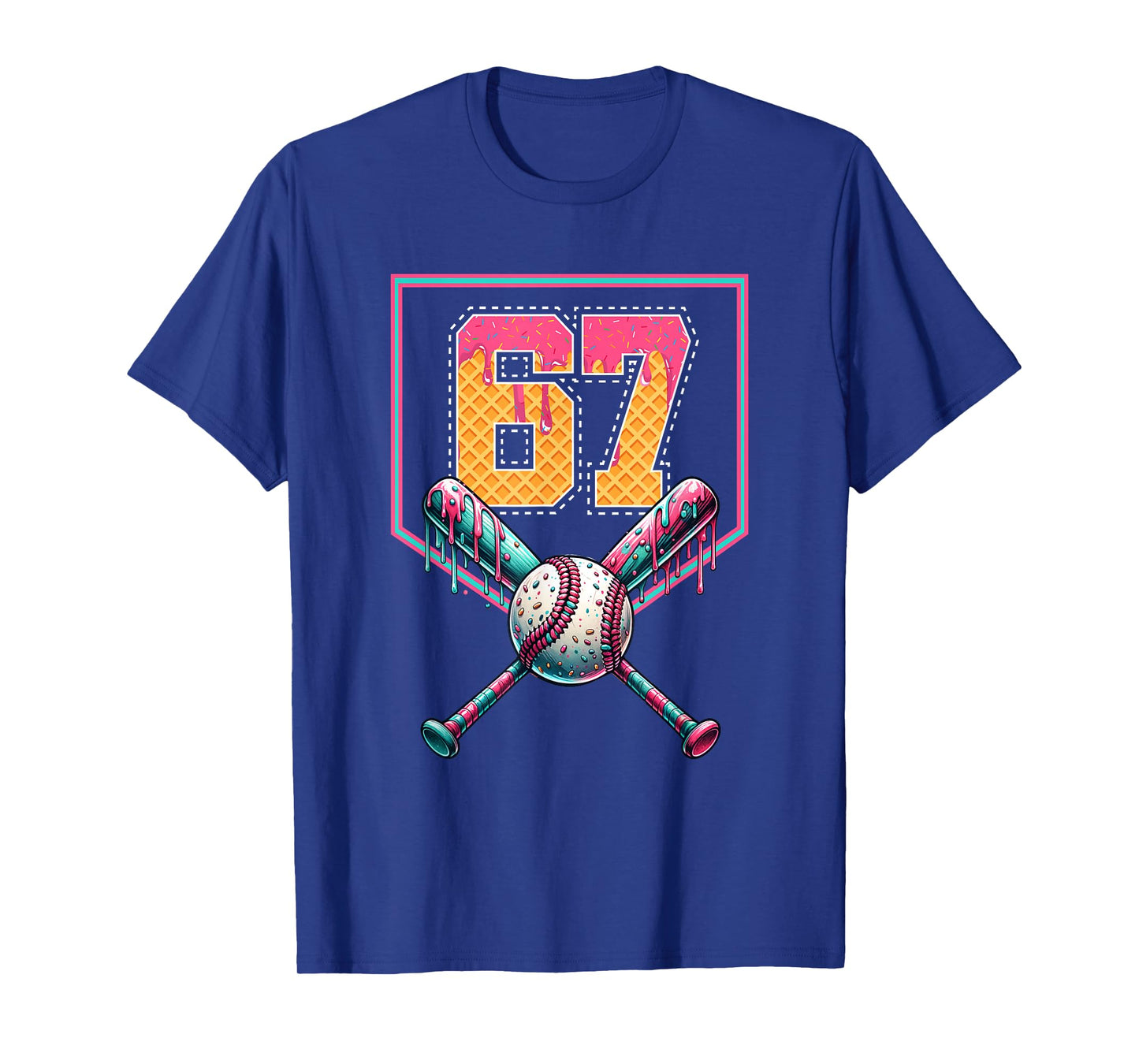 Baseball Drip Number 67 Player Or 67th Birthday T-Shirt