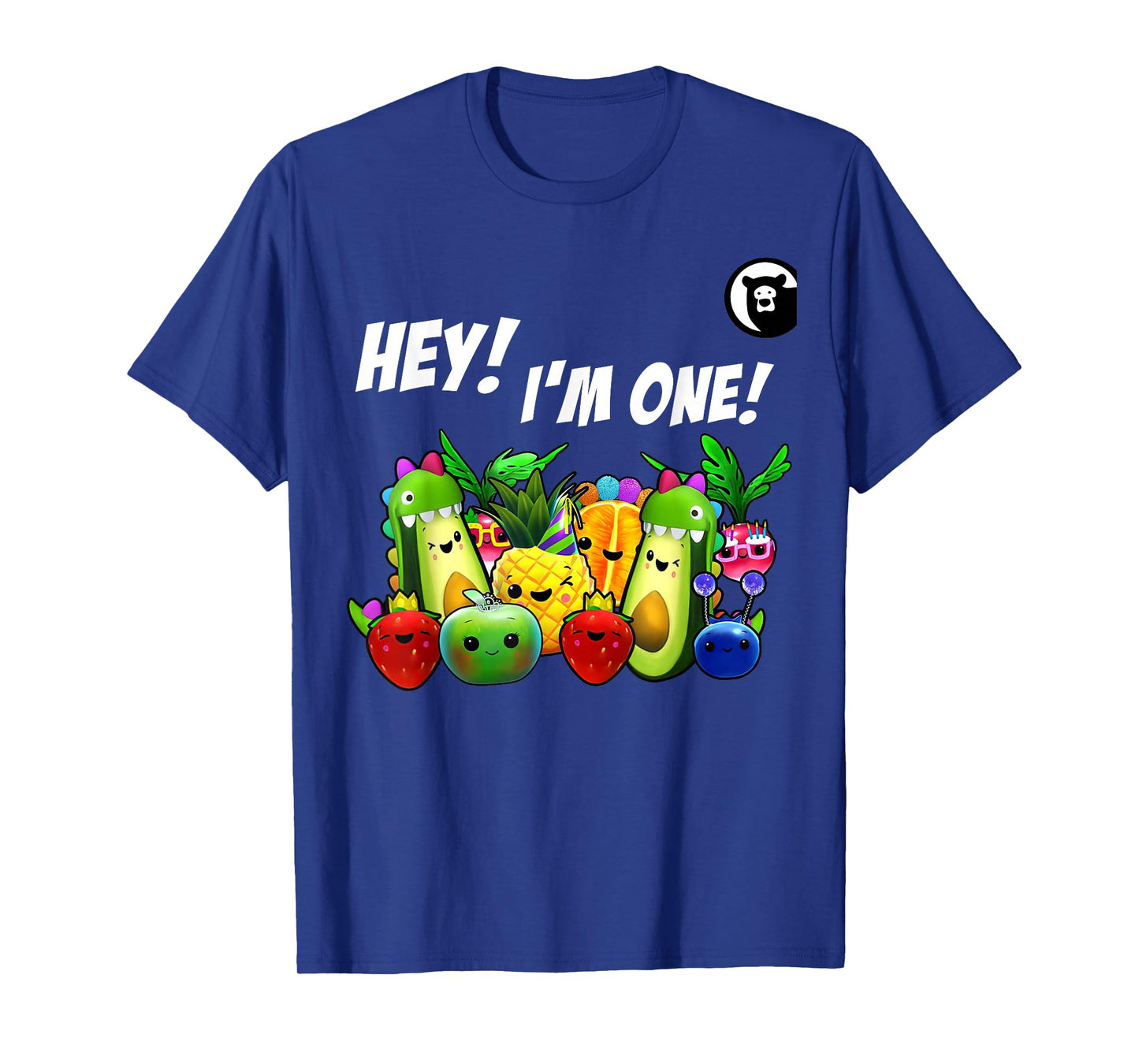 Hey I'm One Birthday Boy Funny Fruit Birthday Hey Bear T-Shirt