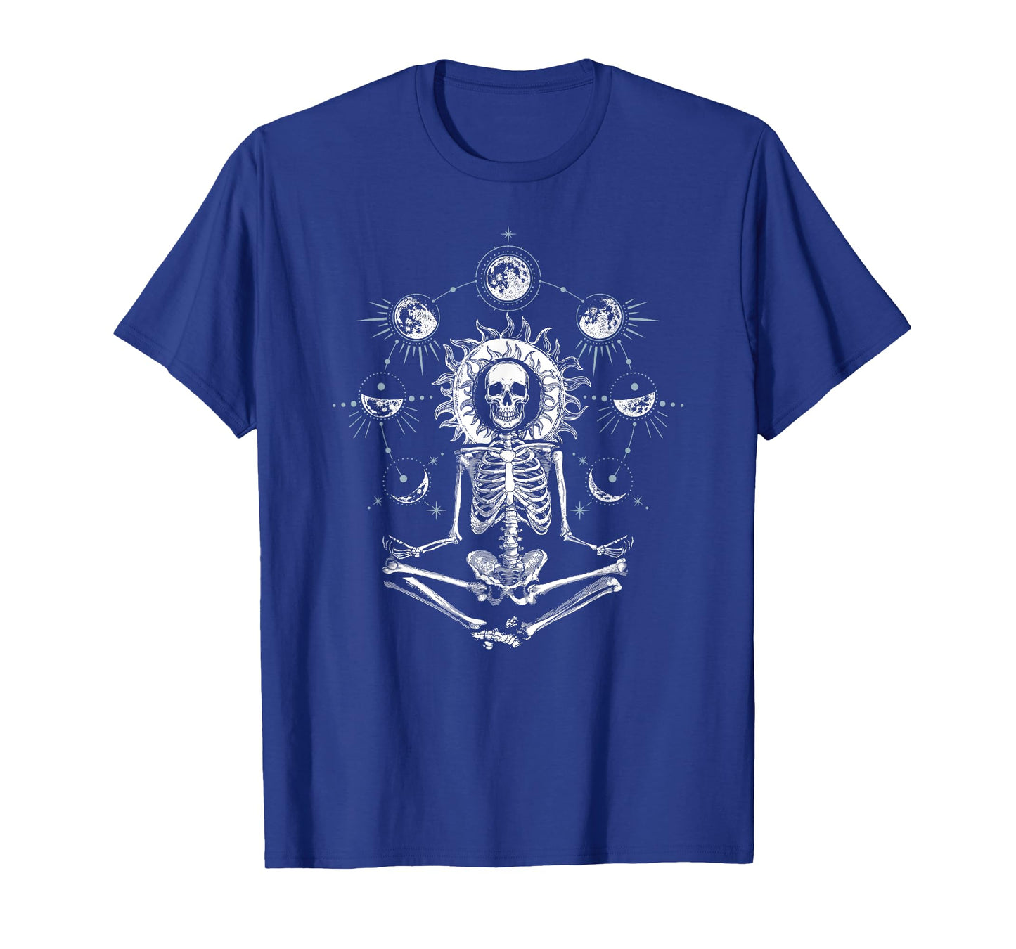 Skeleton Doing Yoga Design for Women or Men Moon Phase T-Shirt