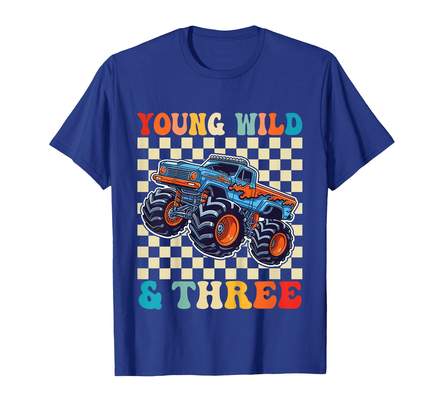 3rd Birthday Monster Truck Young Wild And Three 3 Year Old T-Shirt
