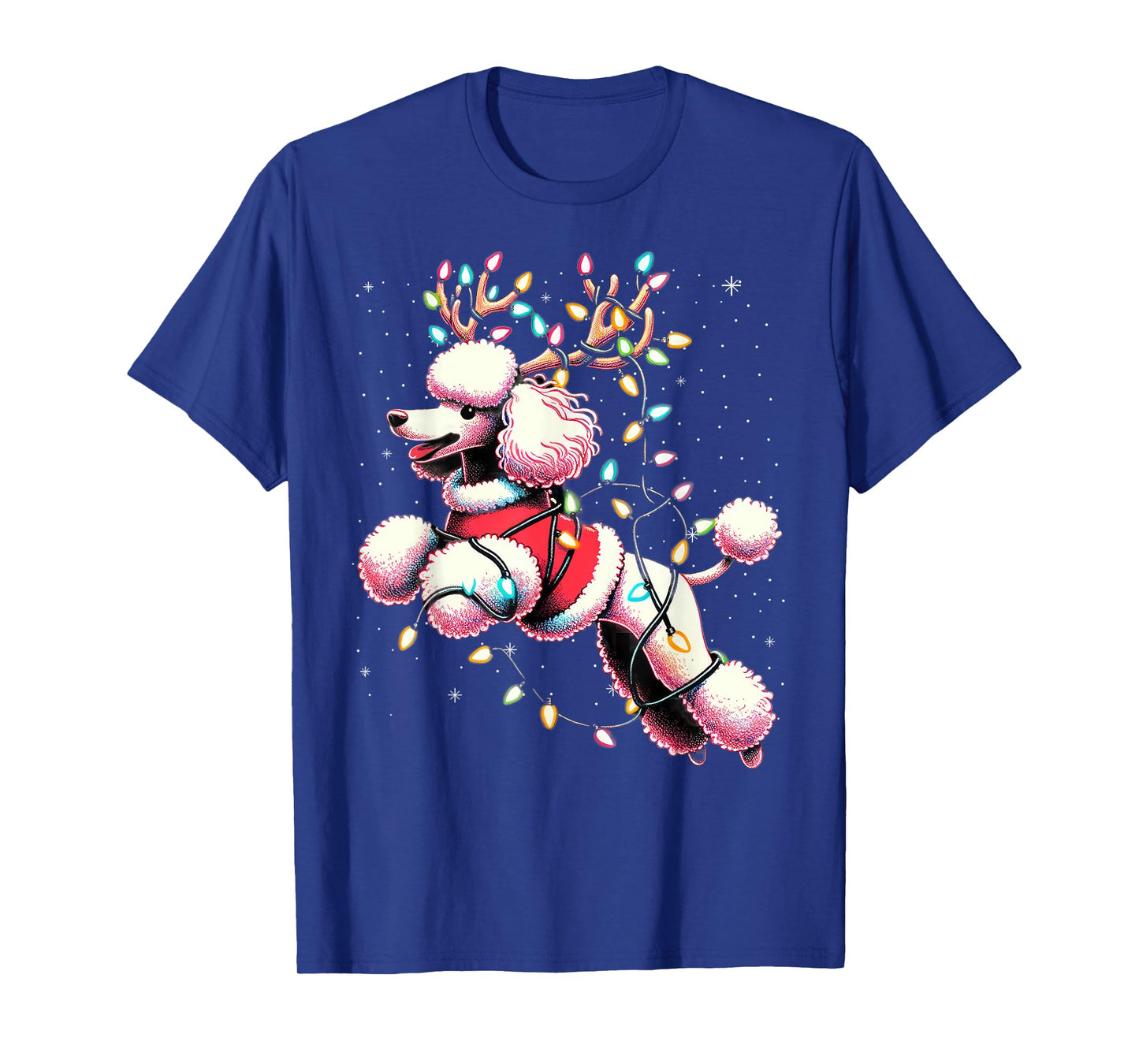 Poodle Santa Christmas Tree Lights, Funny Ugly Pajama Women T-Shirt