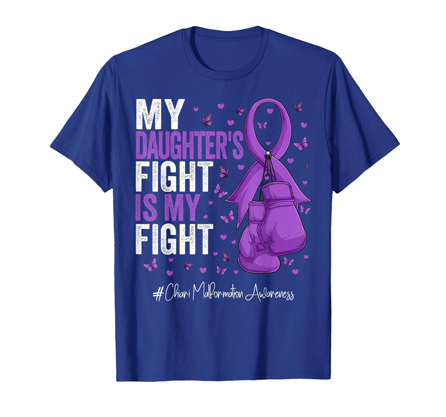 Purple Ribbon Daughter Chiari Malformation Awareness T-Shirt, Small, Black
