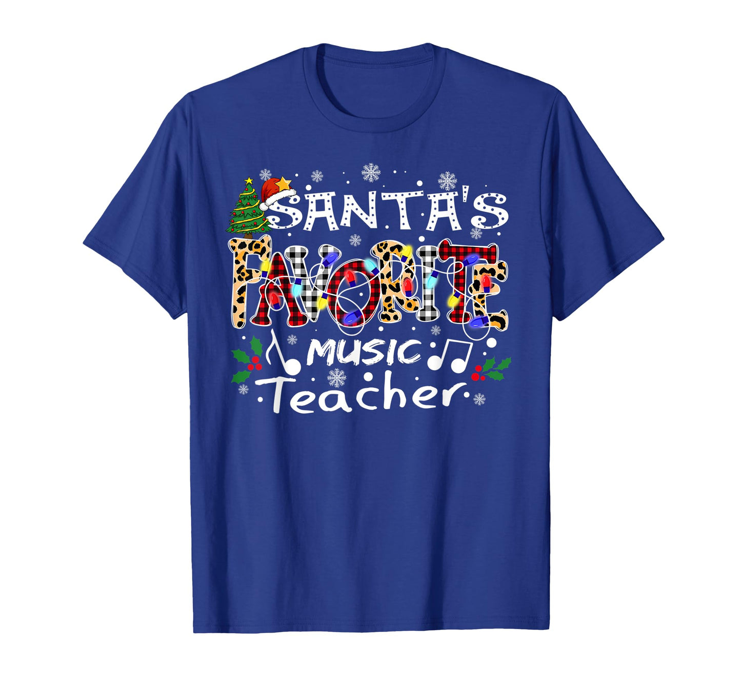 Merry Christmas Santa's Favorite Music Teacher Xmas Lights T-Shirt