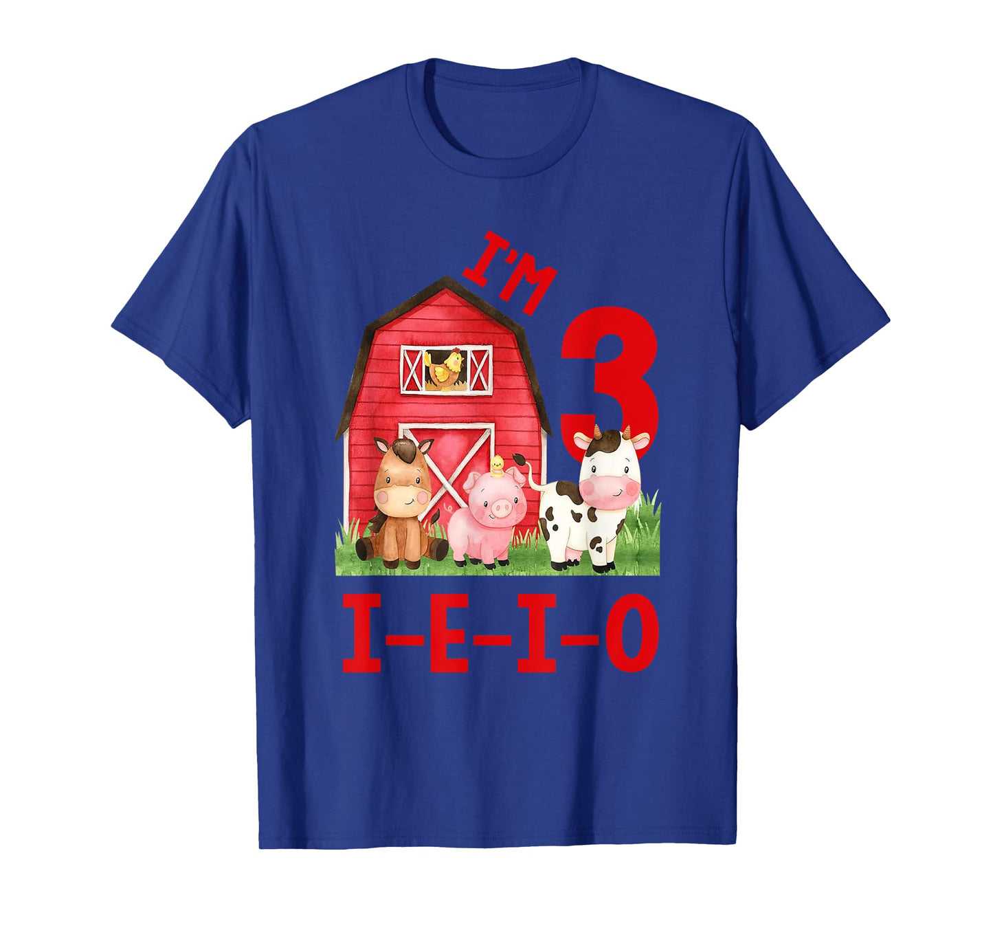 I'm 3 I-E-I-O Farm Theme 3rd Birthday 3 Year Old Party T-Shirt