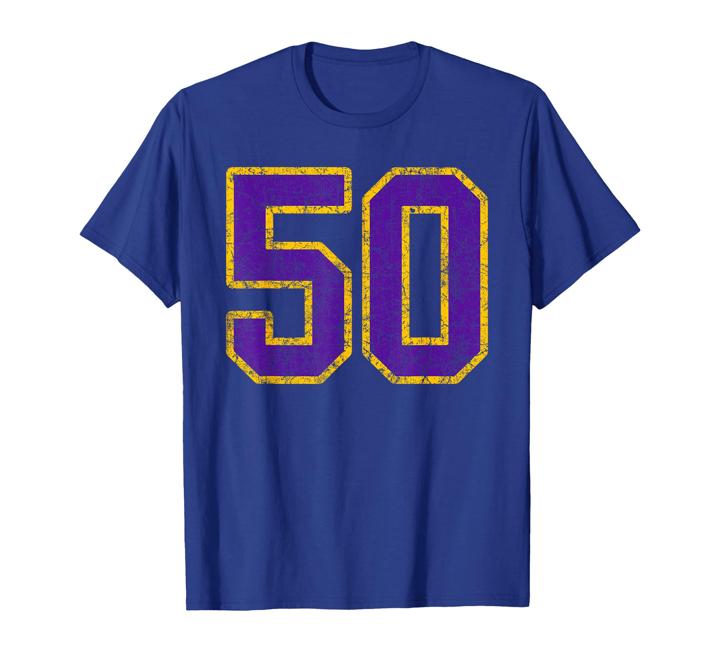 Purple Gold Number 50 Jersey Player Uniform #50 Grunge T-Shirt