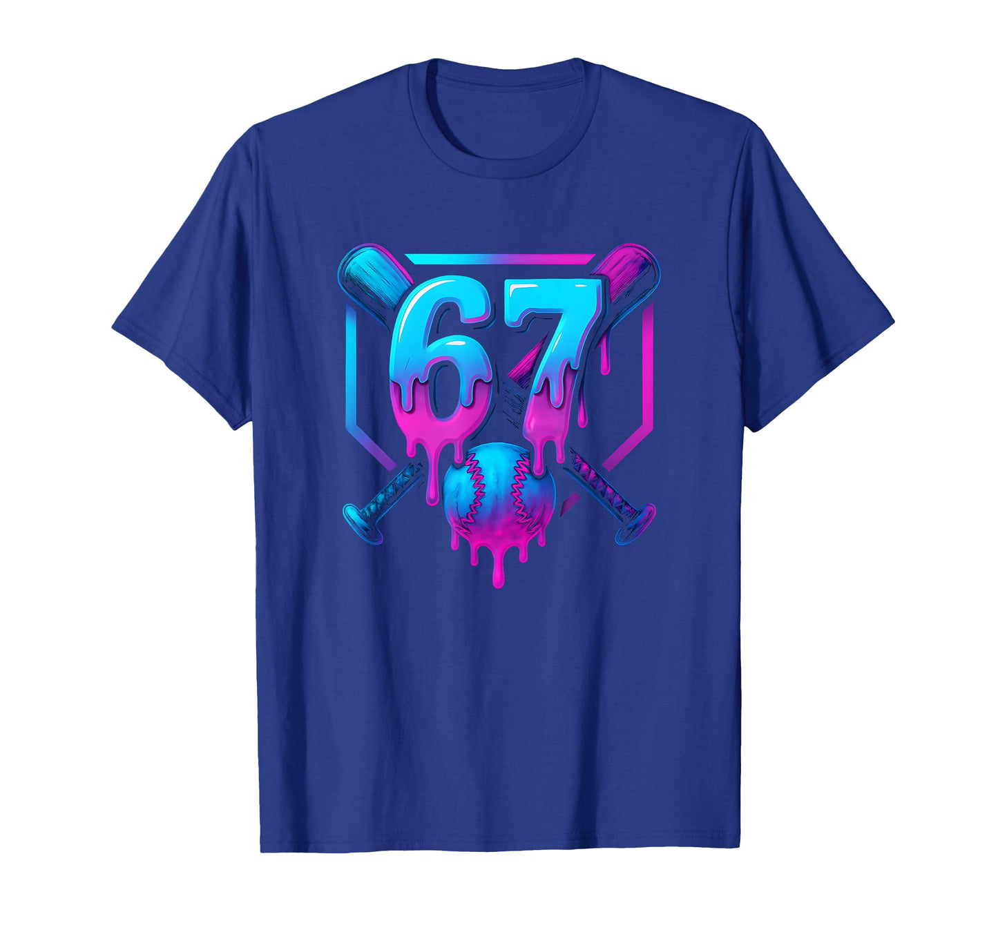 Six Seven Baseball Ice Cream Drip Cool 67 Gen Alpha Slang T-Shirt