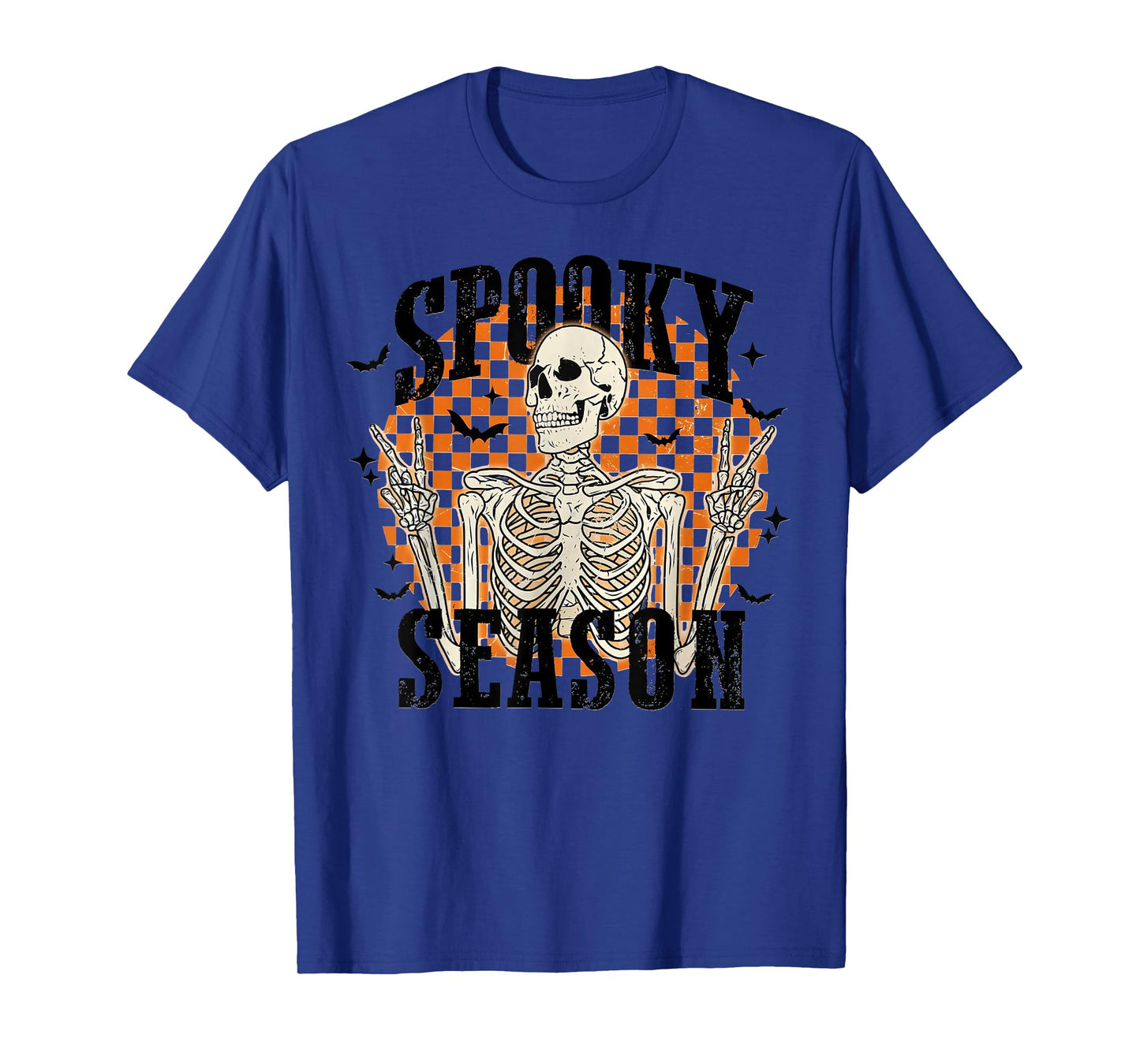 Spooky Season Skeleton Checkerboard Funny Halloween T-Shirt