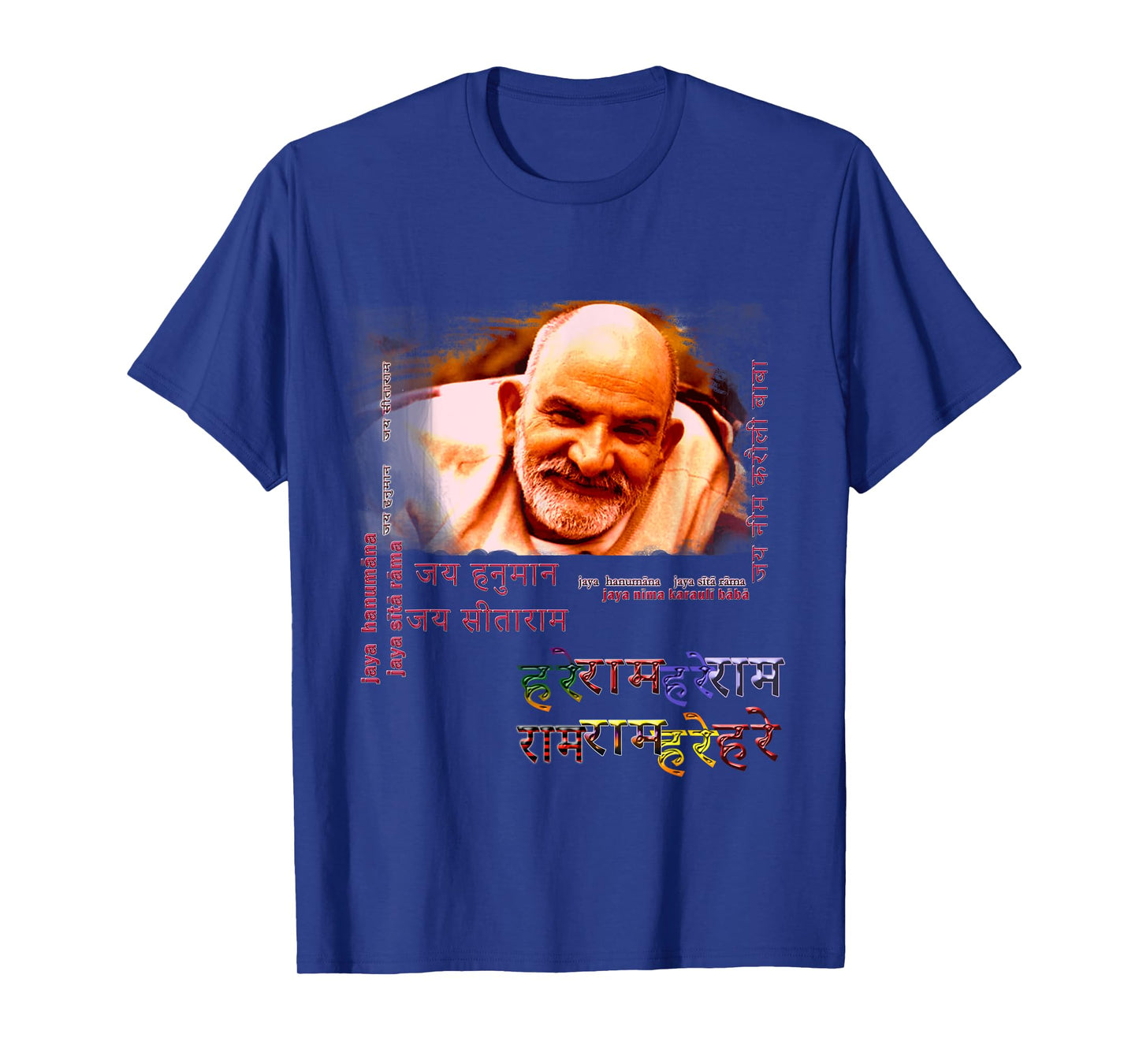Baba Neem Karoli Maharaj with Hanuman Chalisa on Back T-Shirt
