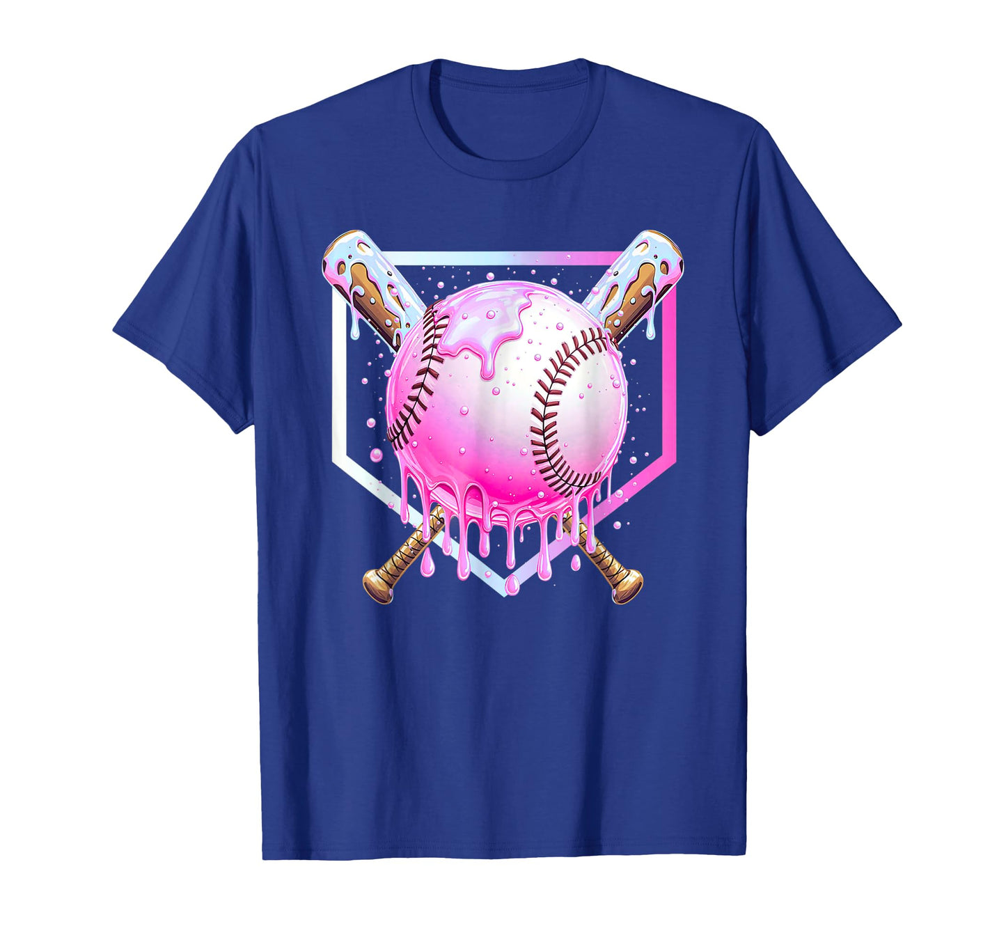 Pink Baseball Drip Shirt for Youth Girls Ice Cream Dripping T-Shirt
