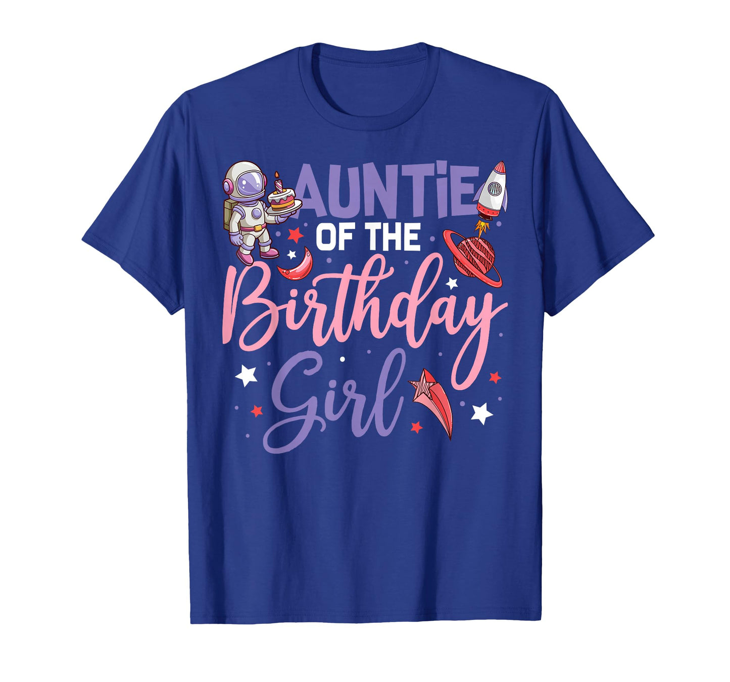 Two The Moon Auntie Of the Birthday Girl Astronaut Family T-Shirt