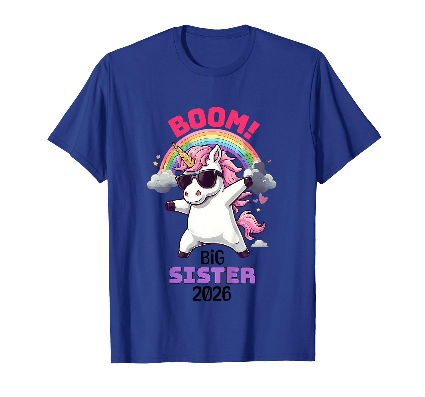 Kids Boom Promoted to Big Sister 2026 Rainbow Unicorn Birthday T-Shirt