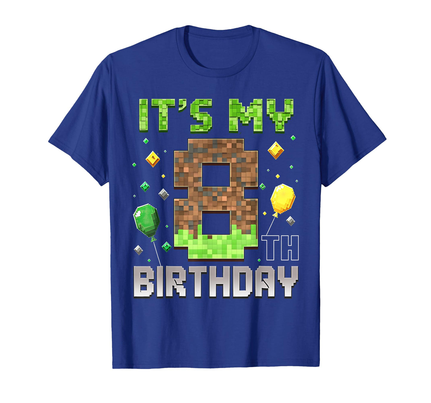 Kids 8th Birthday Gamer Pixel 8 Years Old Video Game Party T-Shirt