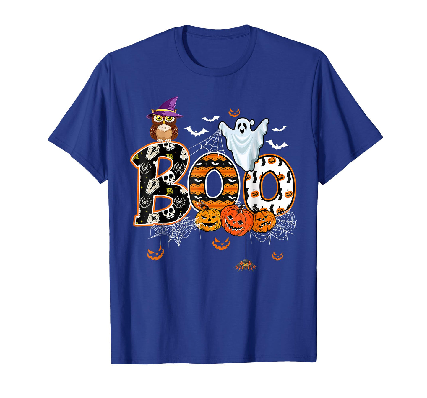 Boo Creepy Owl Pumpkin Ghost Halloween Men Women Kids T-Shirt