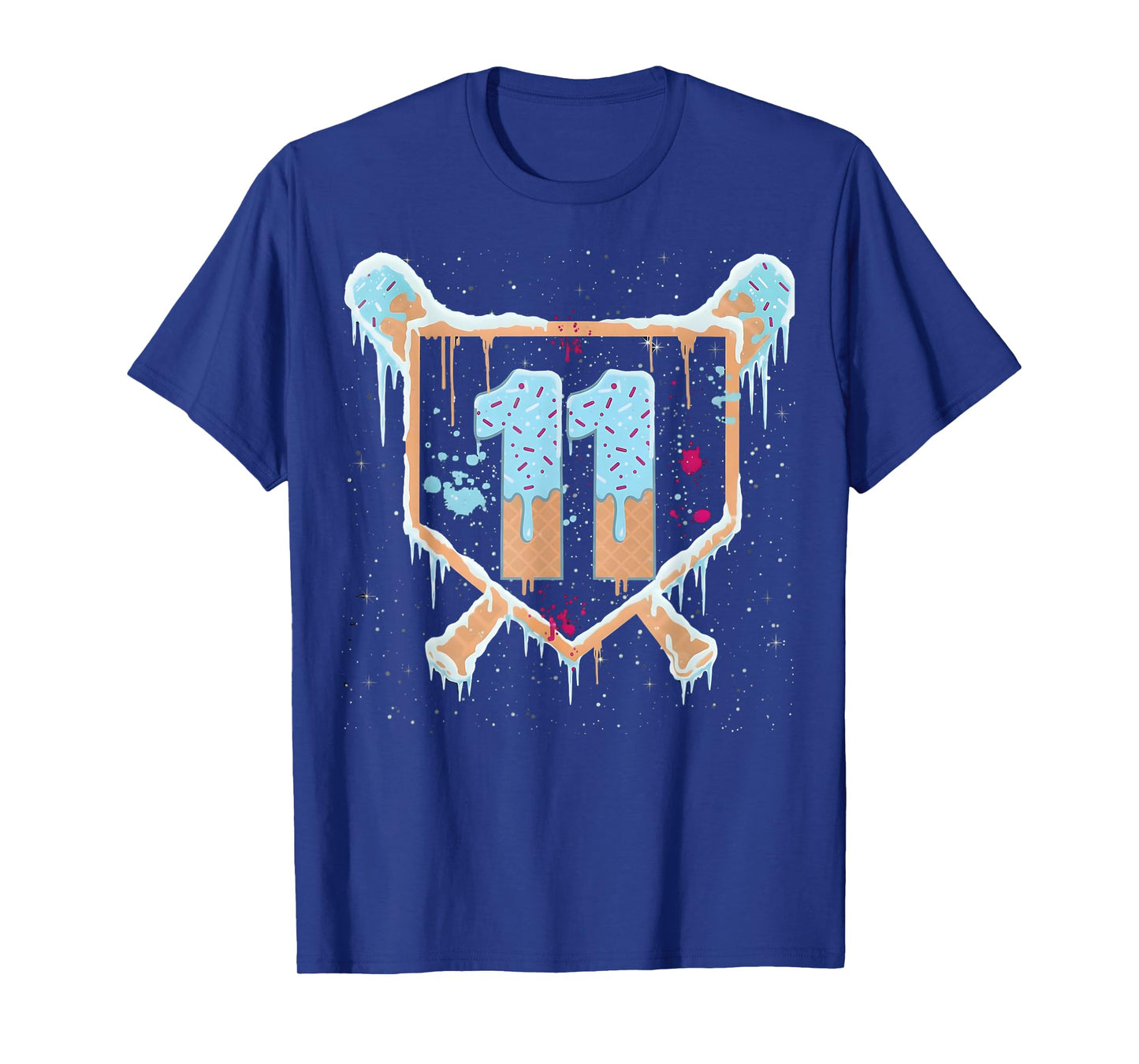 Baseball 11 Year Old Ice Cream Drip 11th Birthday Boys T-Shirt