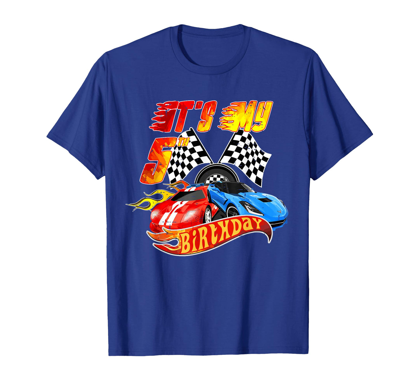 It's My 5th Birthday Kid 5 Year Old Race Car Birthday Racing T-Shirt