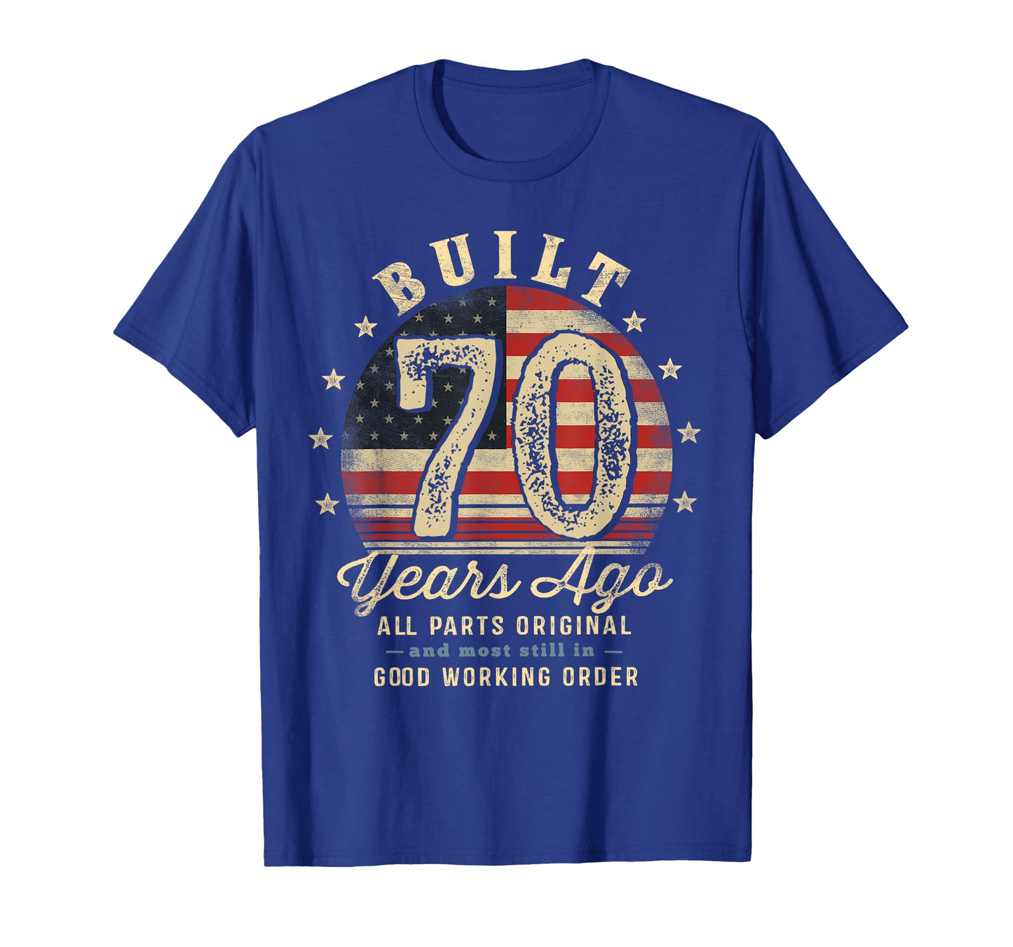 Built 70 Years Ago Funny 70th Birthday USA Flag T-Shirt