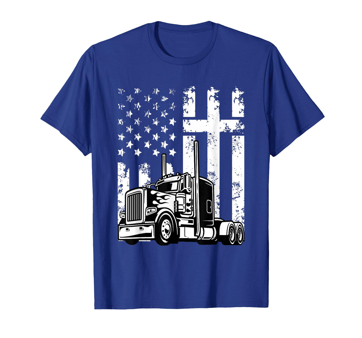 Semi Truck American Flag Christian Truck Driver Patriotic T-Shirt