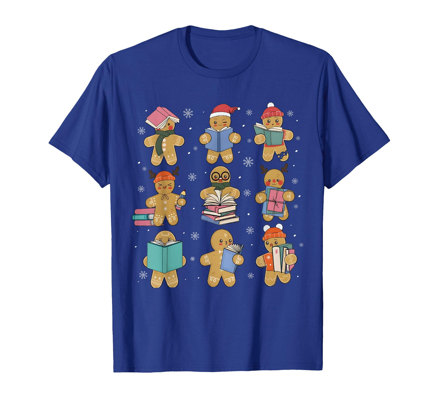 Christmas Library Gingerbread Man Books Lover Bookworm Gifts T-Shirt