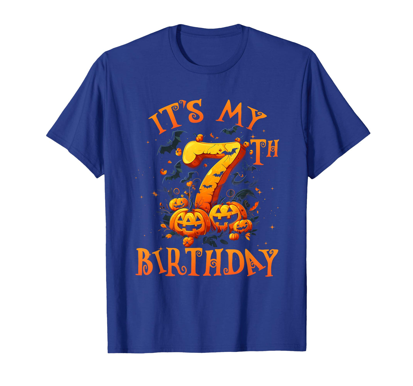 Boo It's My 7th Birthday Halloween Pumpkin 7 Years Old T-Shirt