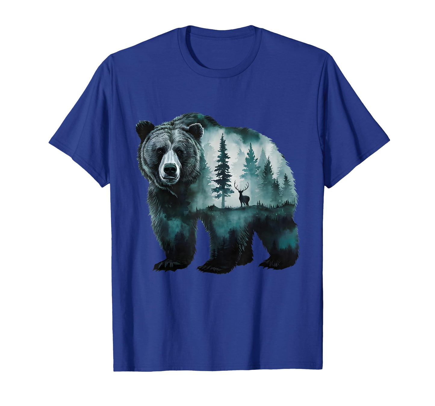 Majestic Grizzly Bear Deer Forest Scenic Nature Wildlife Art T-Shirt
