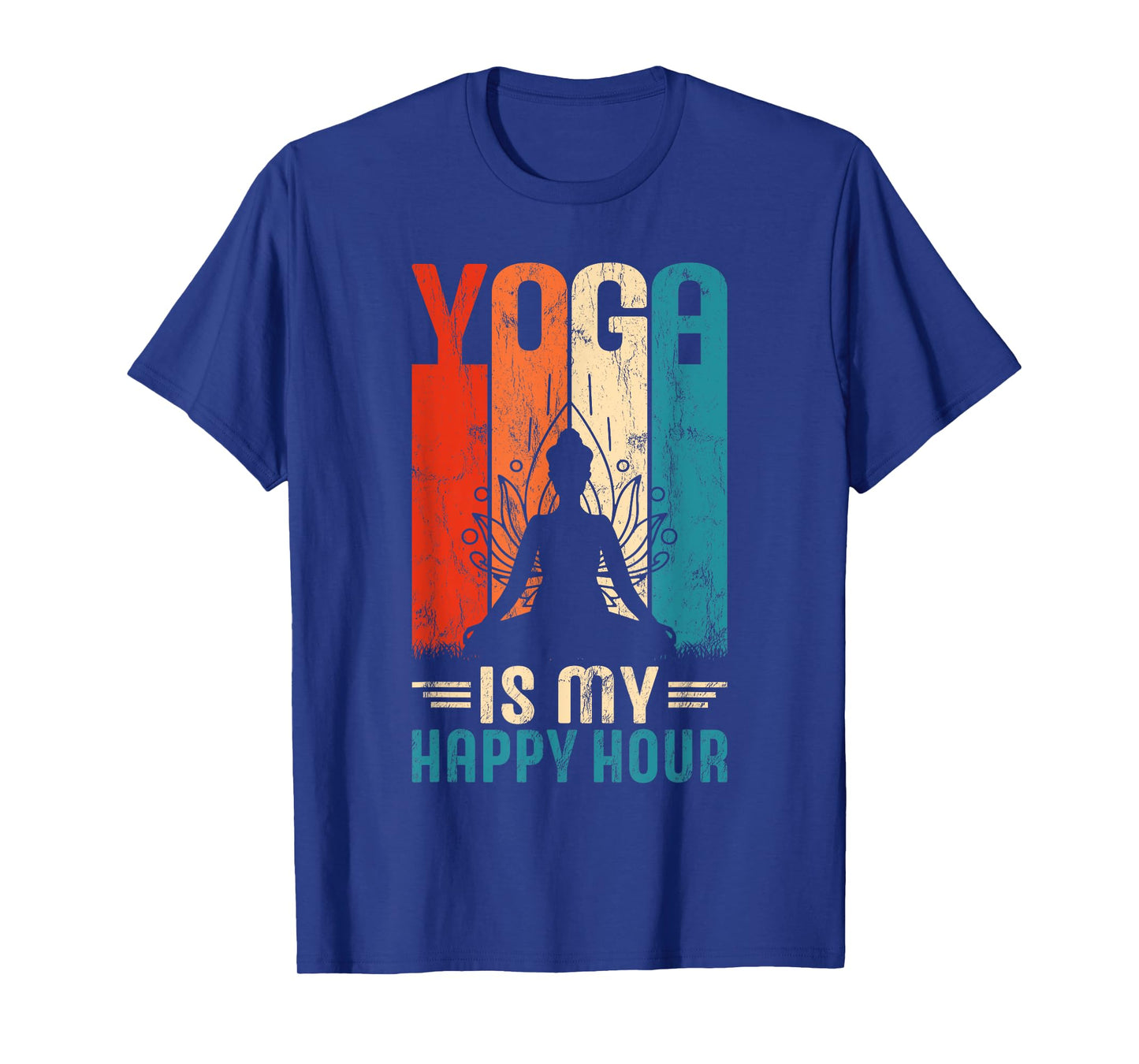 Retro Yoga Graphic Funny Saying Yoga Is My Happy Hour T-Shirt
