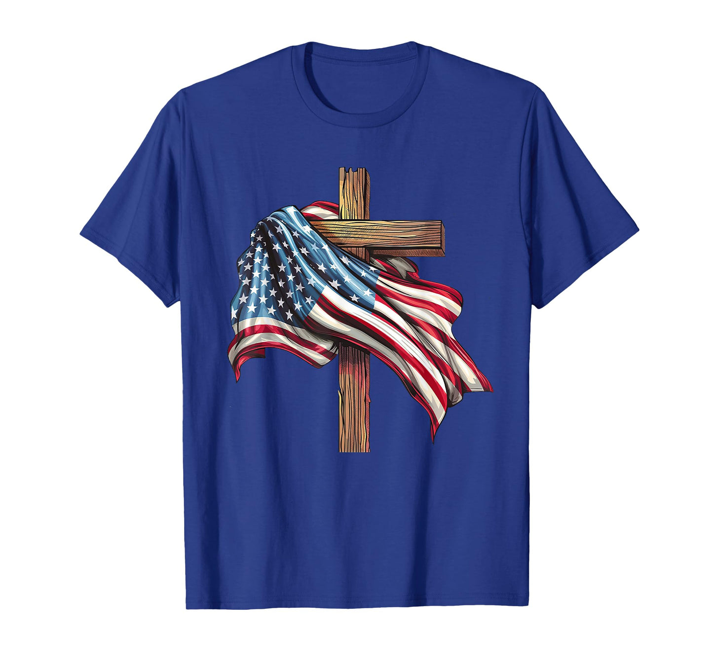 American Flag Cross for Patriotic USA Christians Distressed T-Shirt