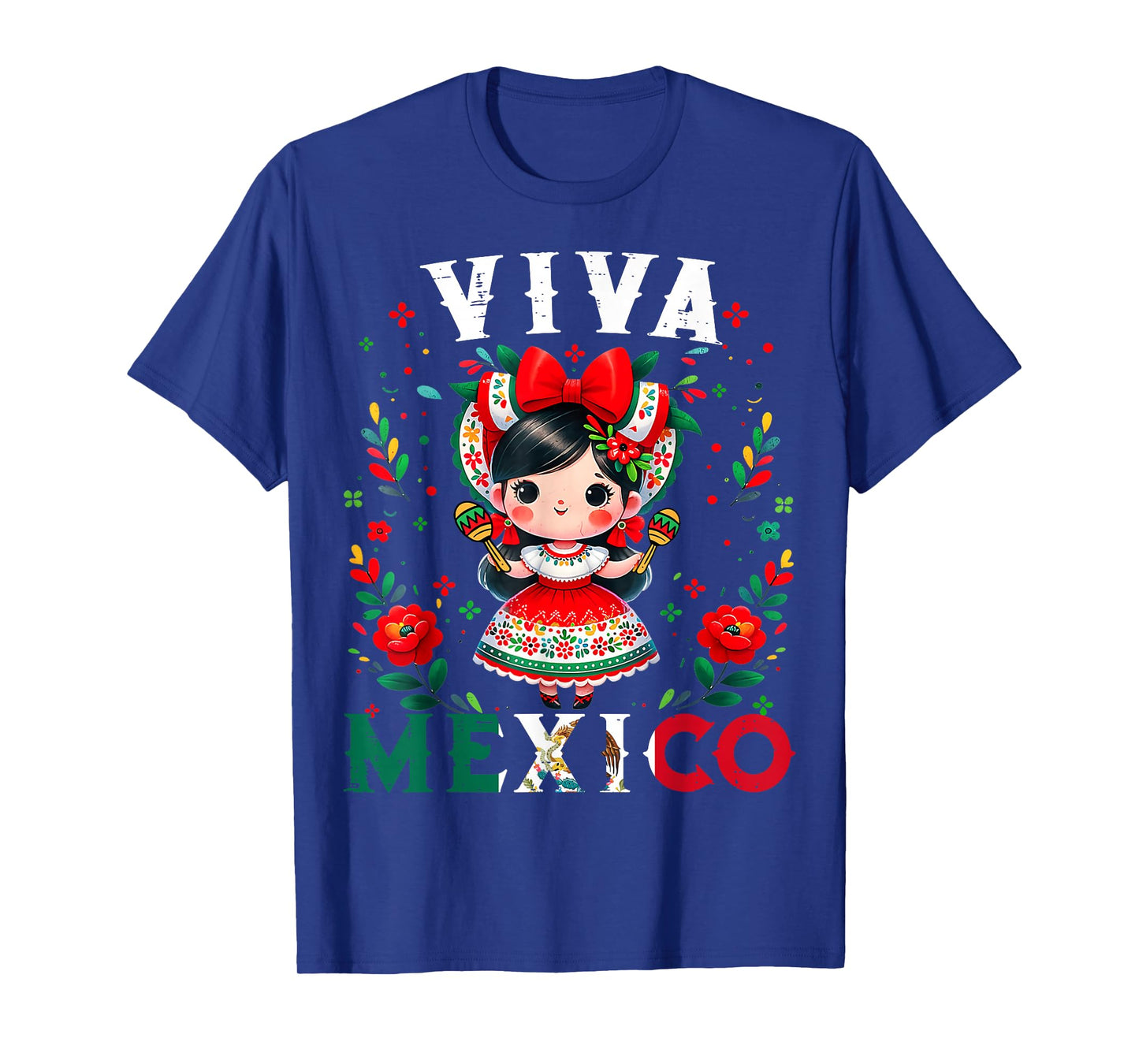 Viva Mexico Flag Mexican Independence Day Girls Kids T-Shirt