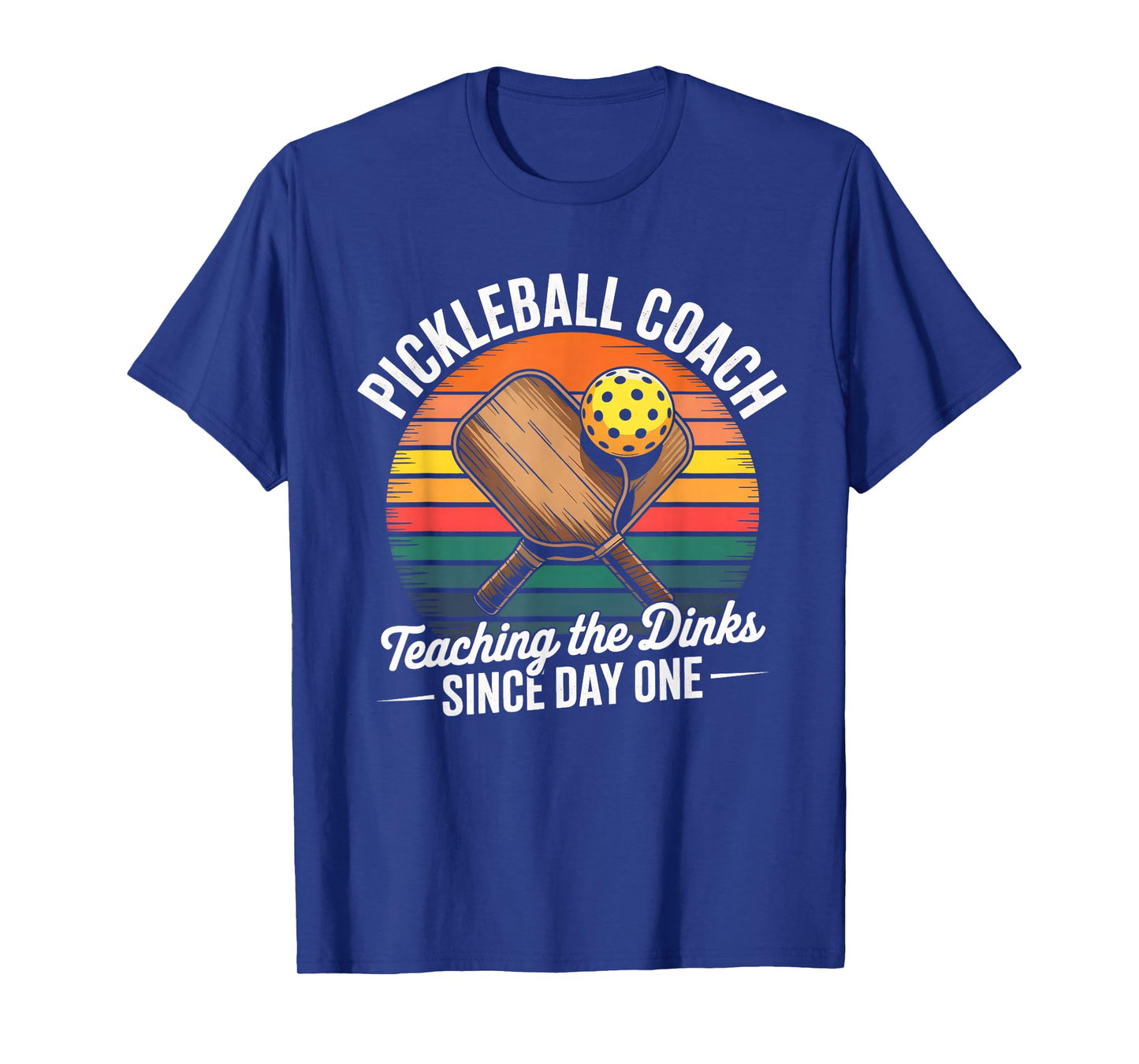 Retro Pickleball Coach Funny Dink Paddle Ball Sunset Design T-Shirt