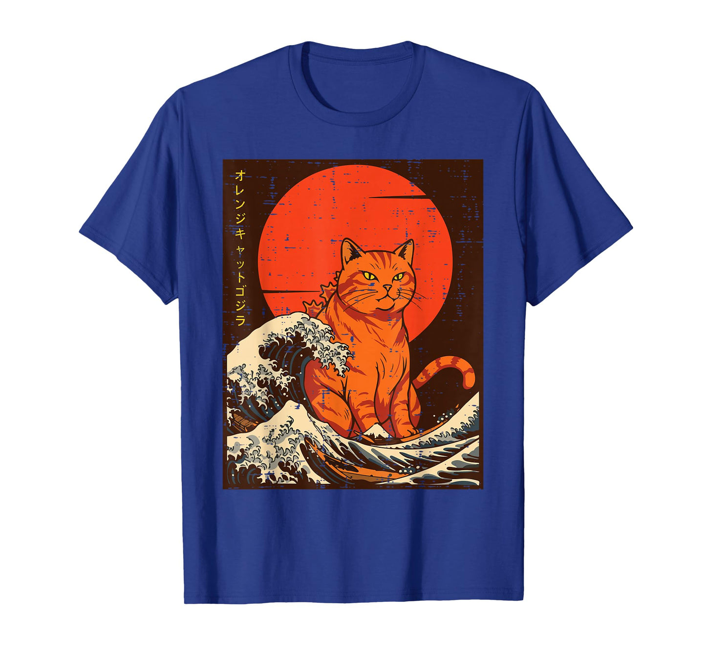 Orange Cat Monster Catzilla Wave Japanese Art Women Men Kids T-Shirt