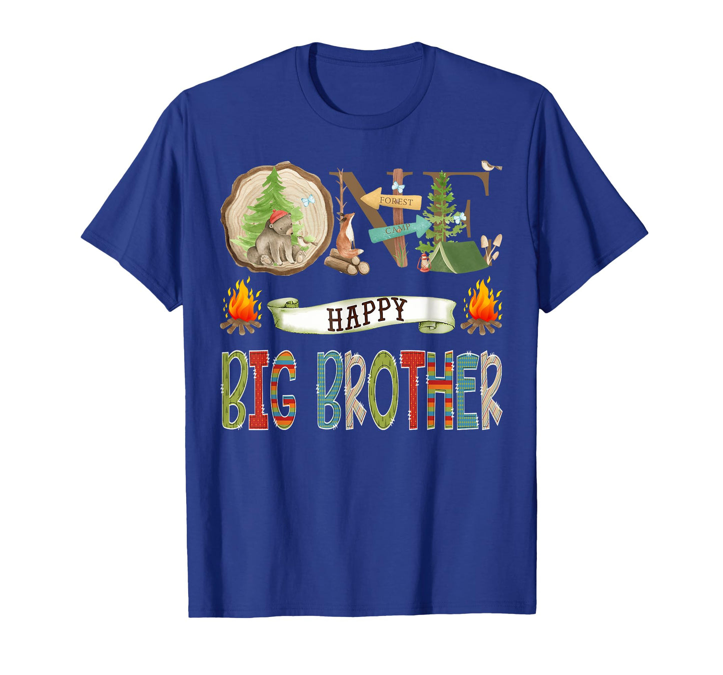 One Happy Big Brother Camper 1St Birthday Camping Bear T-Shirt