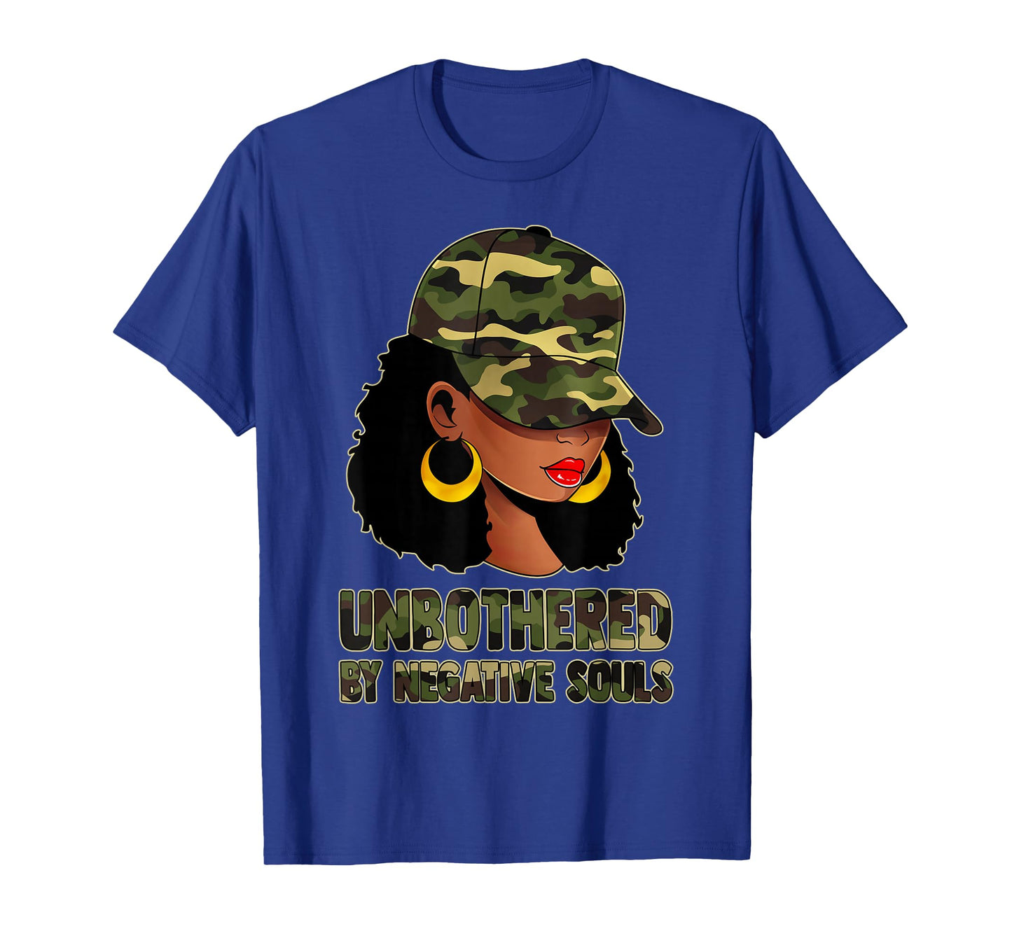 Afro Black Women Camo Melanin Queen Cap Hat Unbothered T-Shirt
