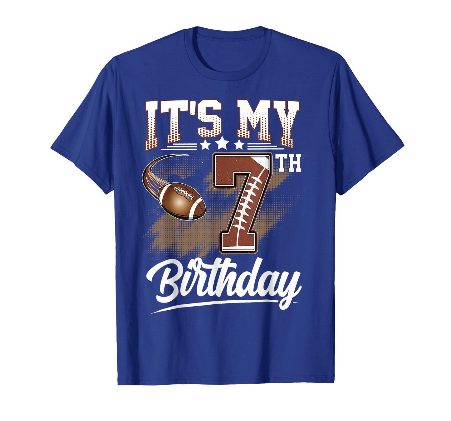 Kids 7 Year Old It's My 7th Birthday Football Themed Party T-Shirt