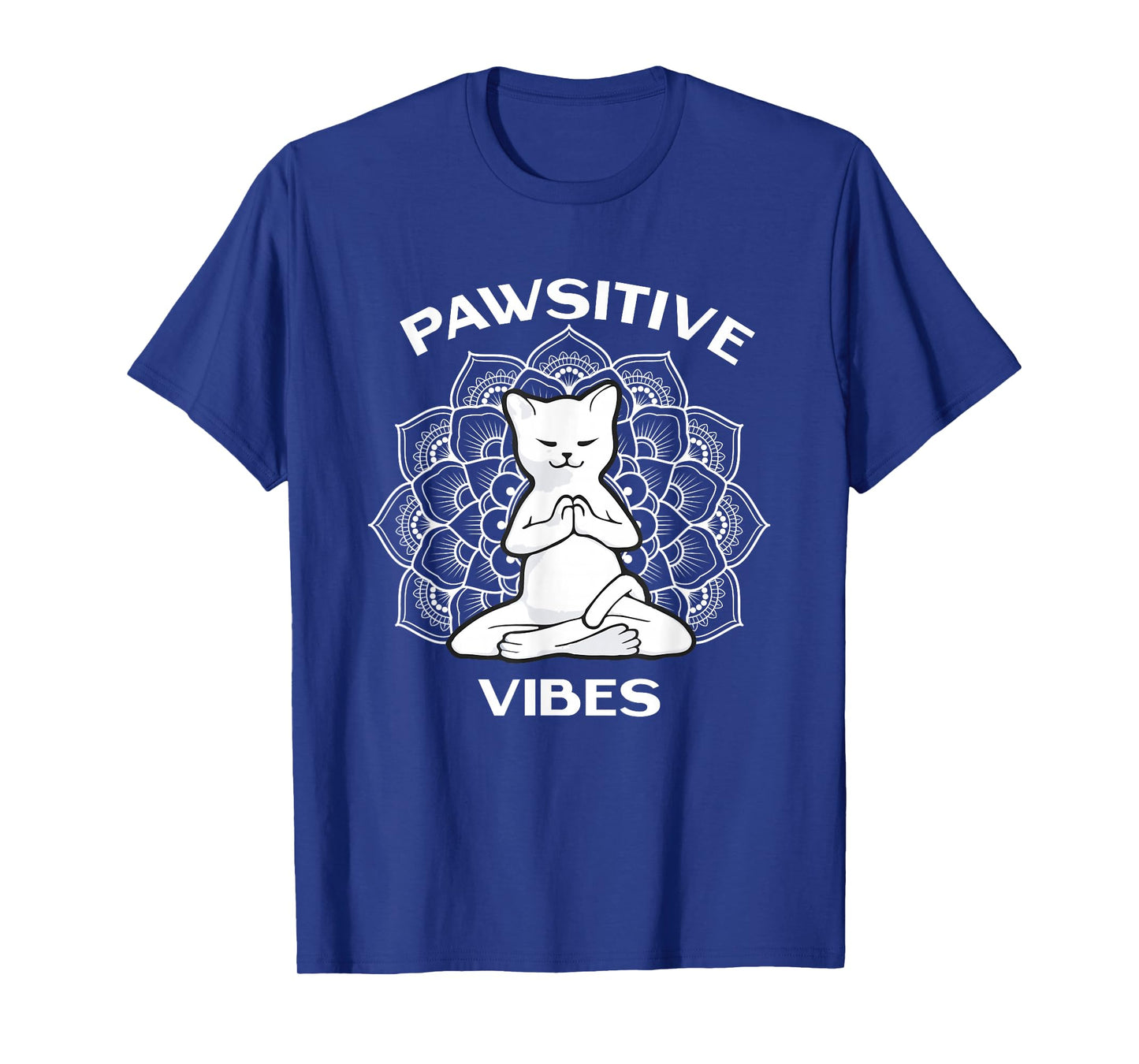 Zen Cat Zone Apparel Pawsitive Vibes Positivity Meditation Lotus Mandala Yoga Cat T-Shirt