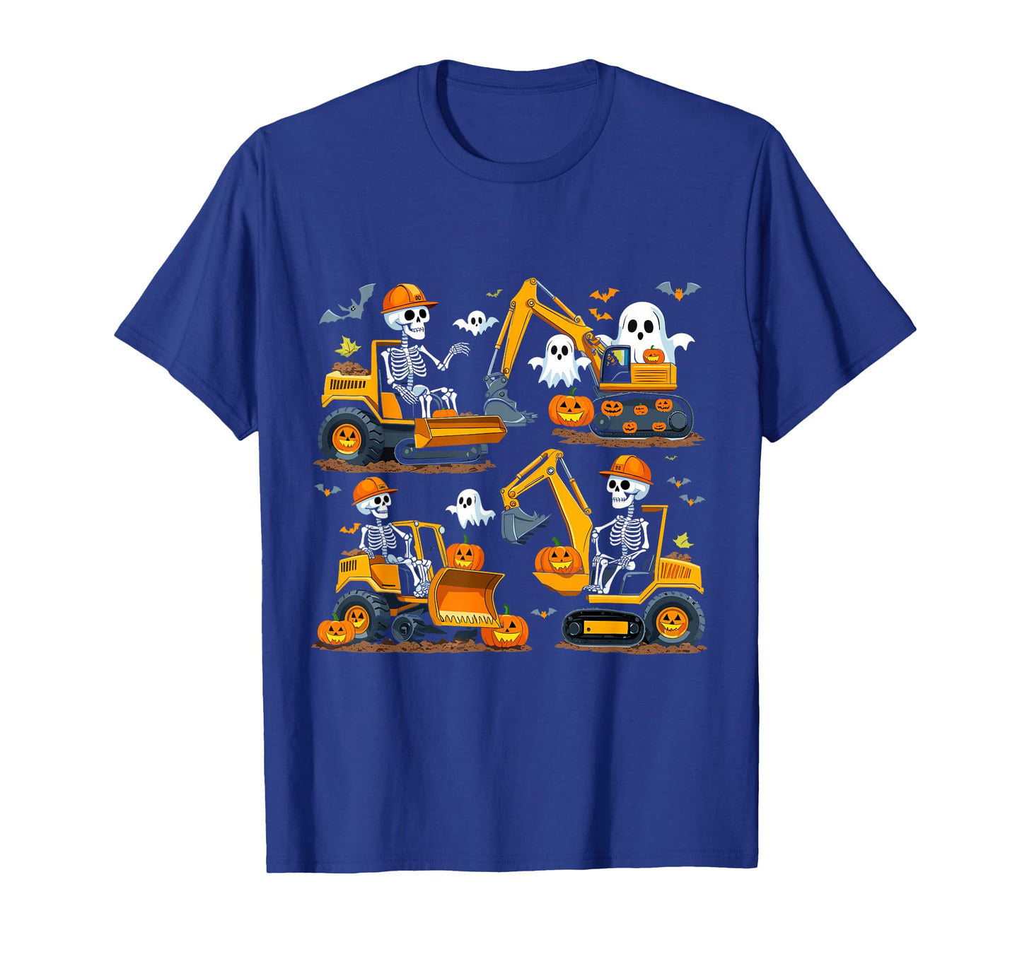 Construction Trucks Halloween Costume Spooky Excavator Ghost T-Shirt