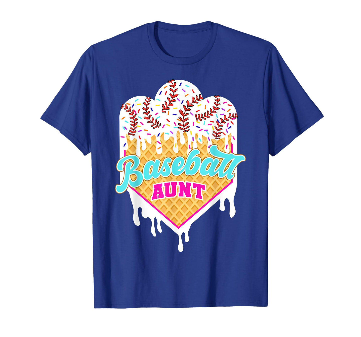 Baseball Aunt Ice Cream Drip Sweet Baseball Game Day Sport T-Shirt