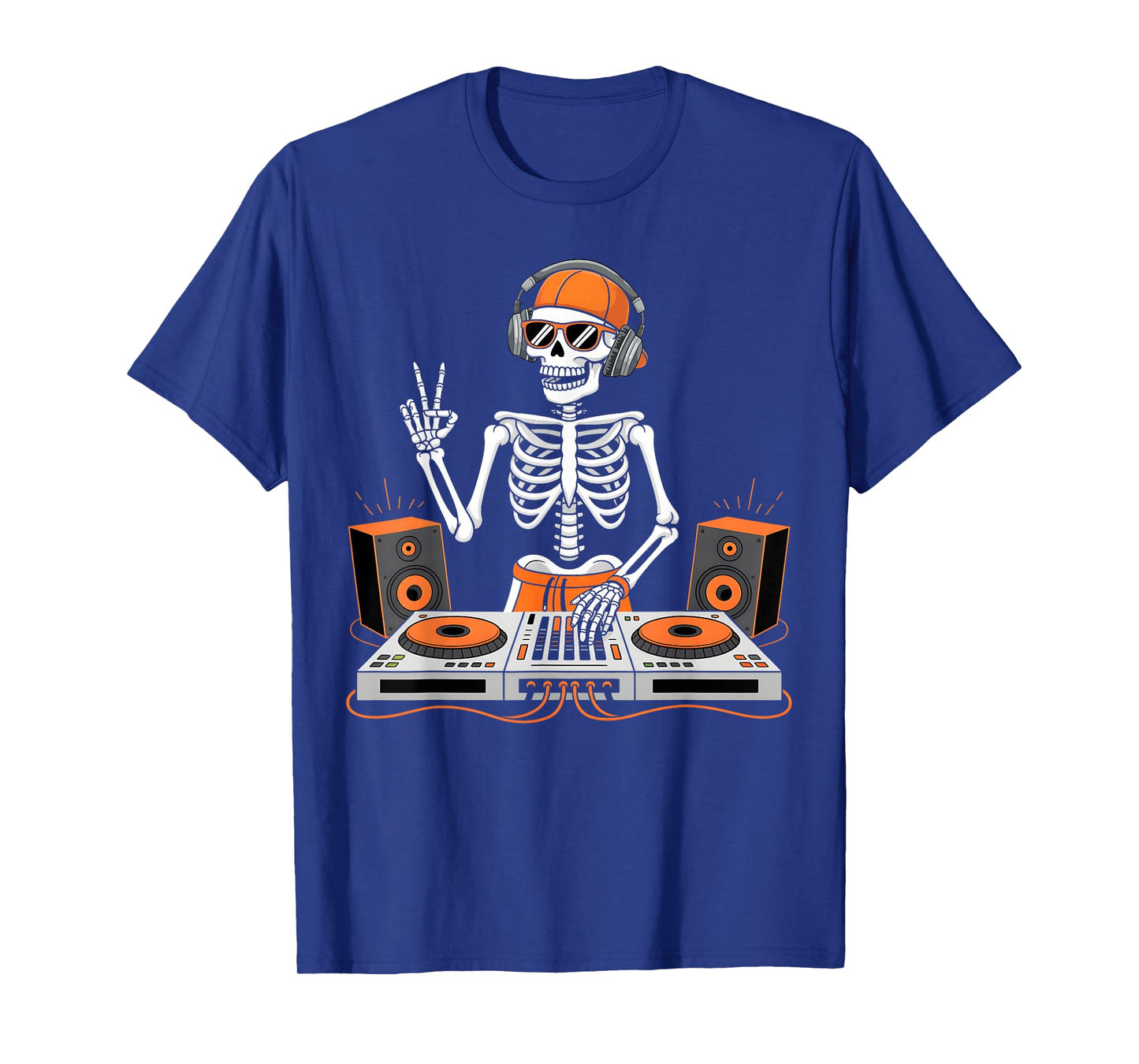 Funny Skeleton DJ Halloween Costume Turntable Music Men Boys T-Shirt