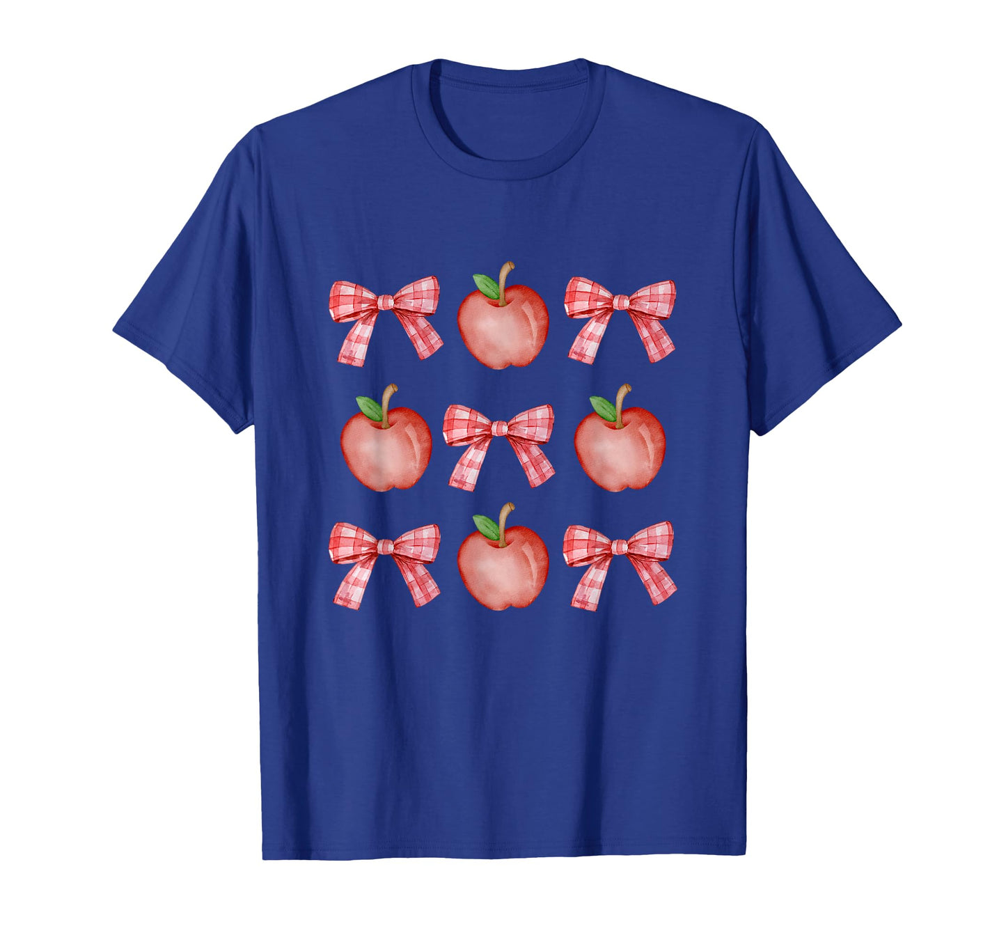 Apples and Checkered Bows Design Clean Girl Cute T-Shirt