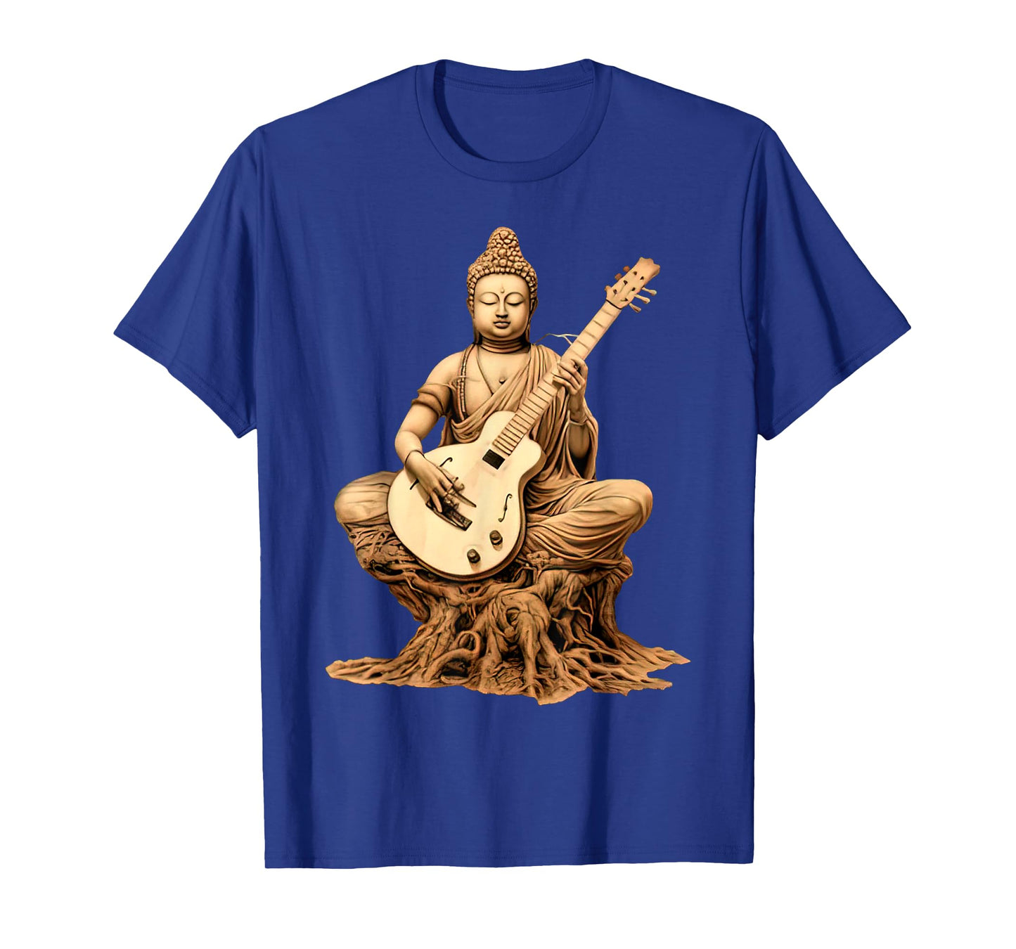 Vintage Buddha Playing Guitar Yoga Buddhist Yogi Music Lover T-Shirt