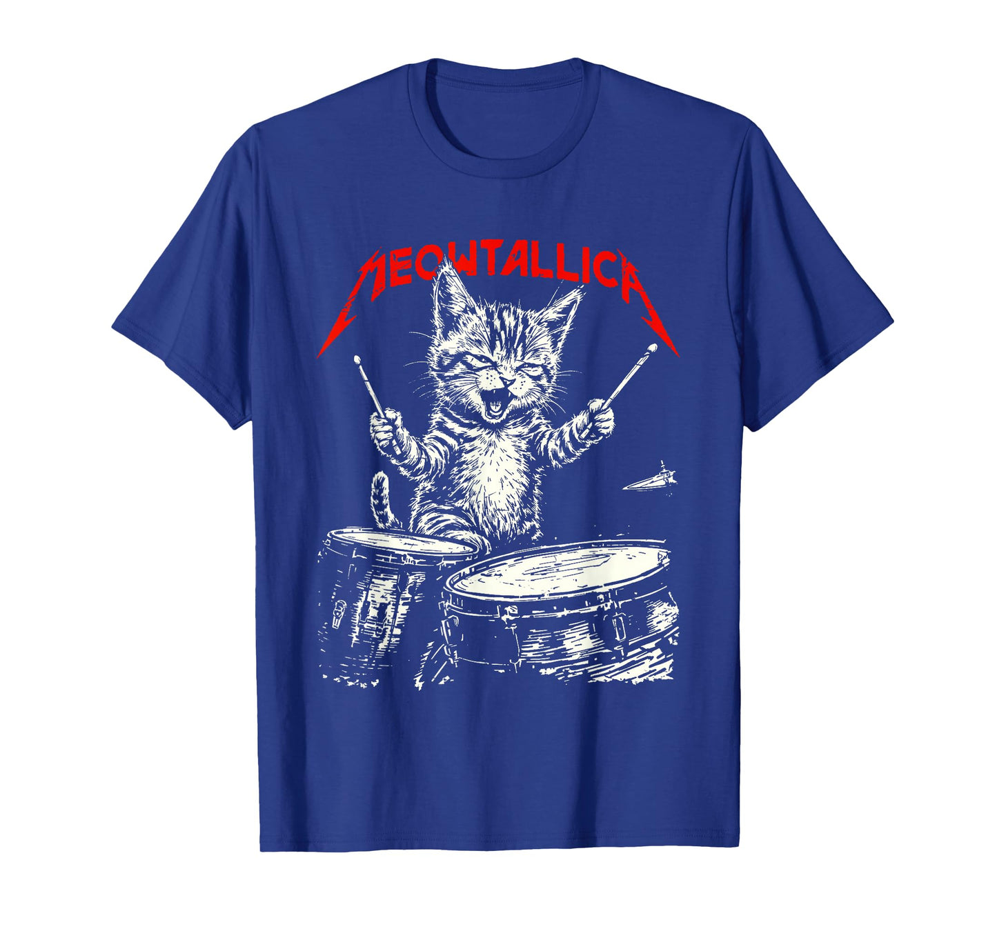 Rock On Vintage Drummer Cat 80s Band Style T-Shirt