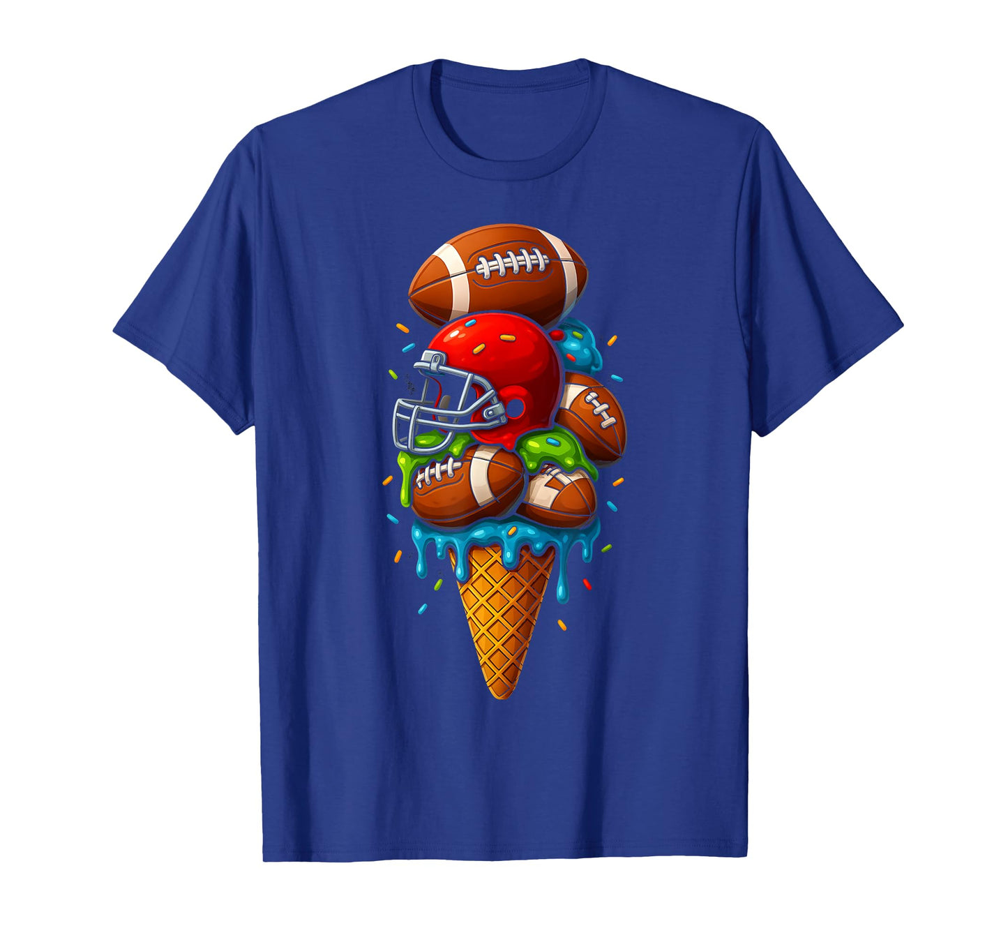 Football Ice Cream Drip Boys Football Stuff QB RB Sprinkles T-Shirt