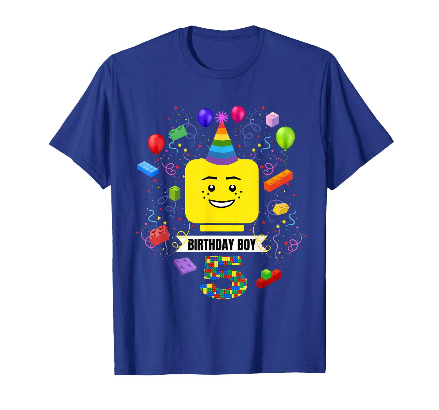 Building Bricks Birthday Boy 5 5th Master Builder Blocks T-Shirt